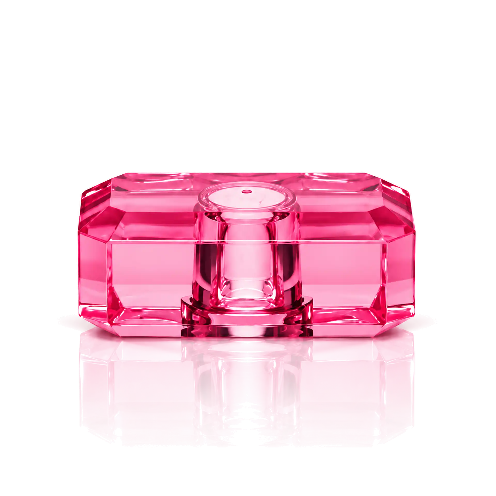 Parfümflakon, Pinkes Glas, Facettierter Flakon, Rechteckige Form