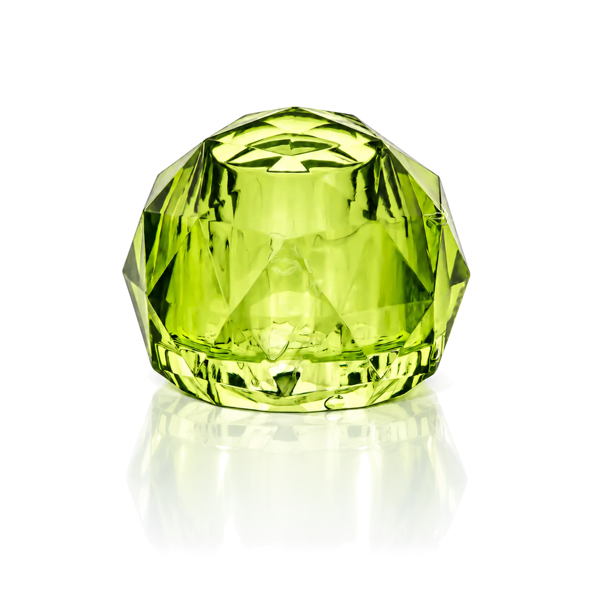 Kappe "Diamant" Surlyn Parfümflakon, Limettengrün, Facettiert, Glas