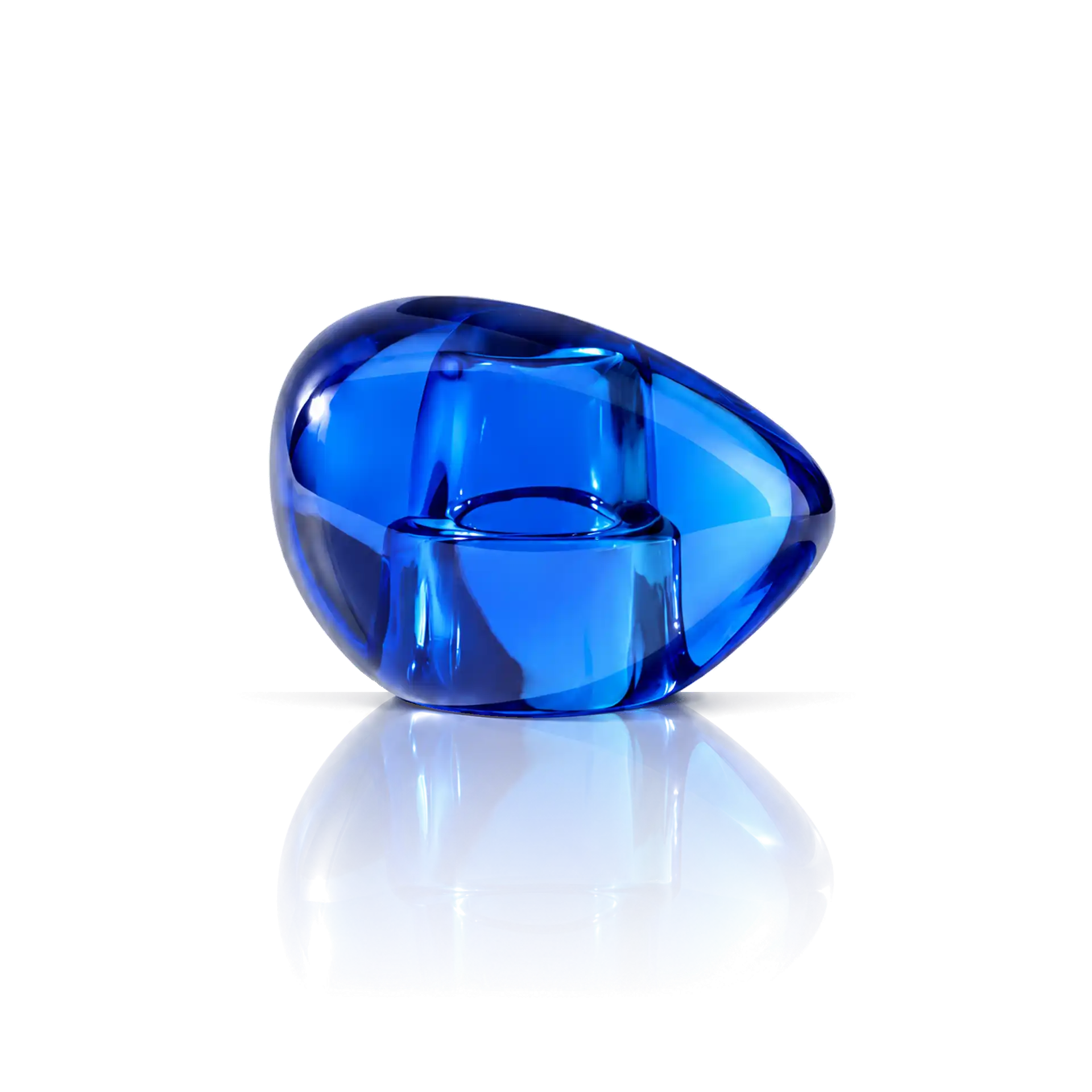 Parfümflakon, blaues Glas, transparenter Flakon, organische Form