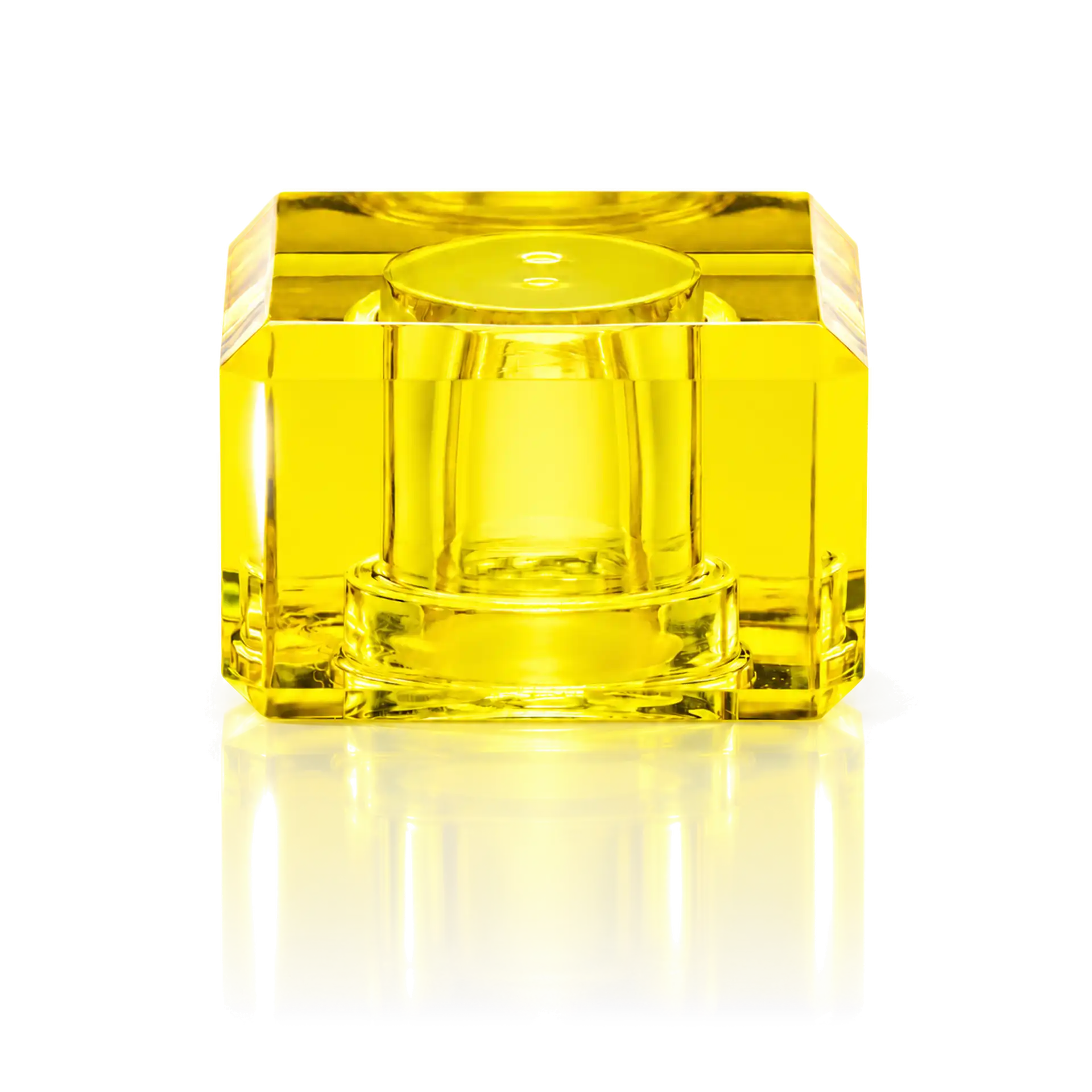 Kappe Surlyn "Quadrat" für 94240--/ 7015--- Parfümflakon, gelbes Glas, transparent, quaderförmig, Zylinderdeckel
