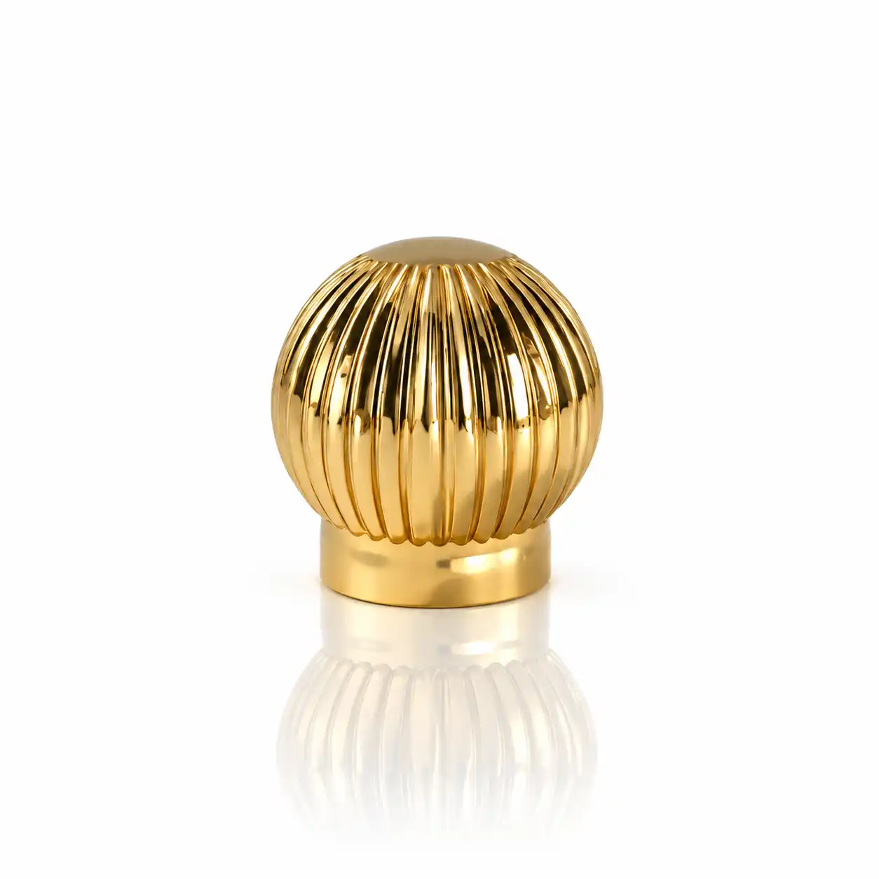 Möbelknopf, kugelförmig, goldfarben, geriffelt