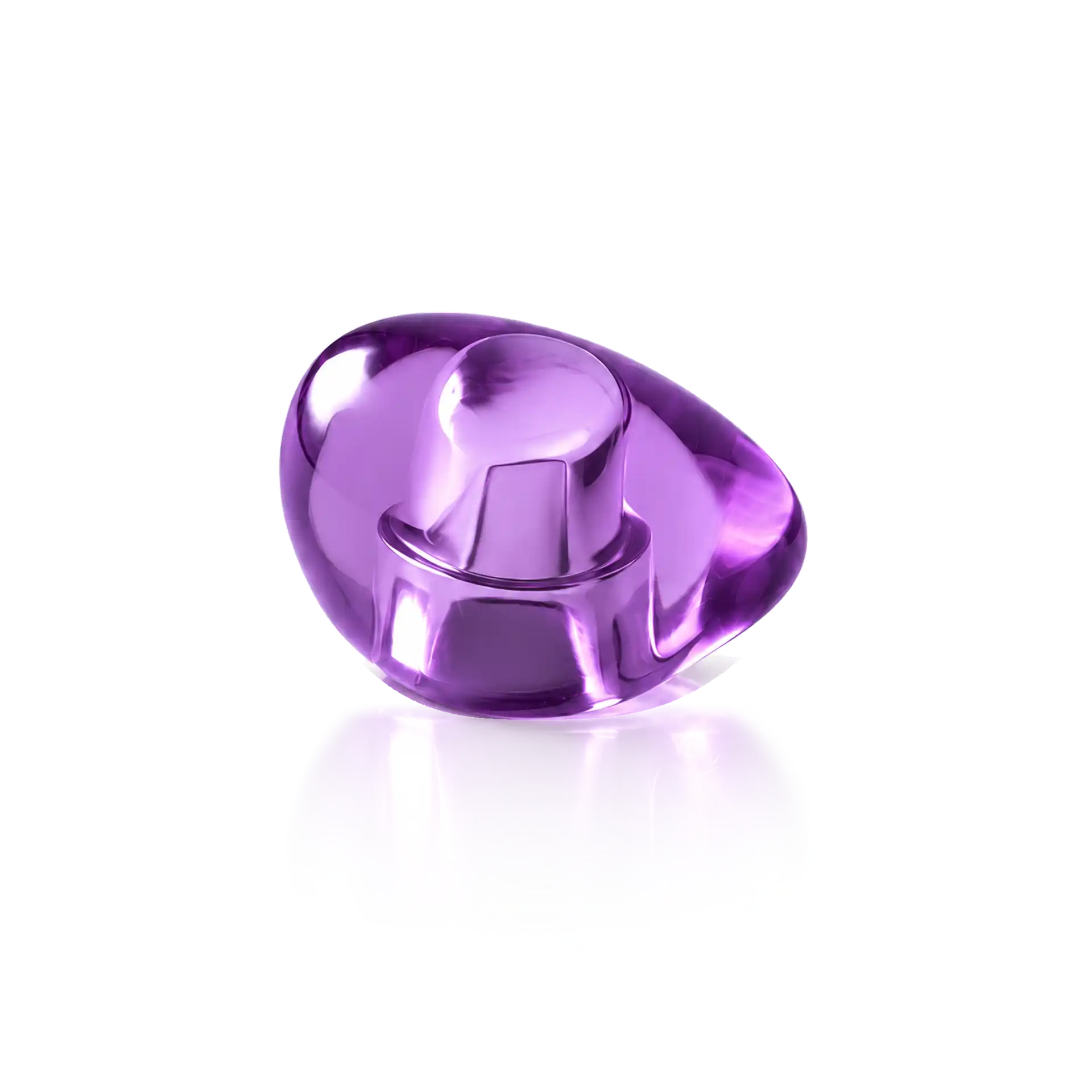 Parfümflakon, Violettes Glas, Glänzende Oberfläche, Skulpturale Form