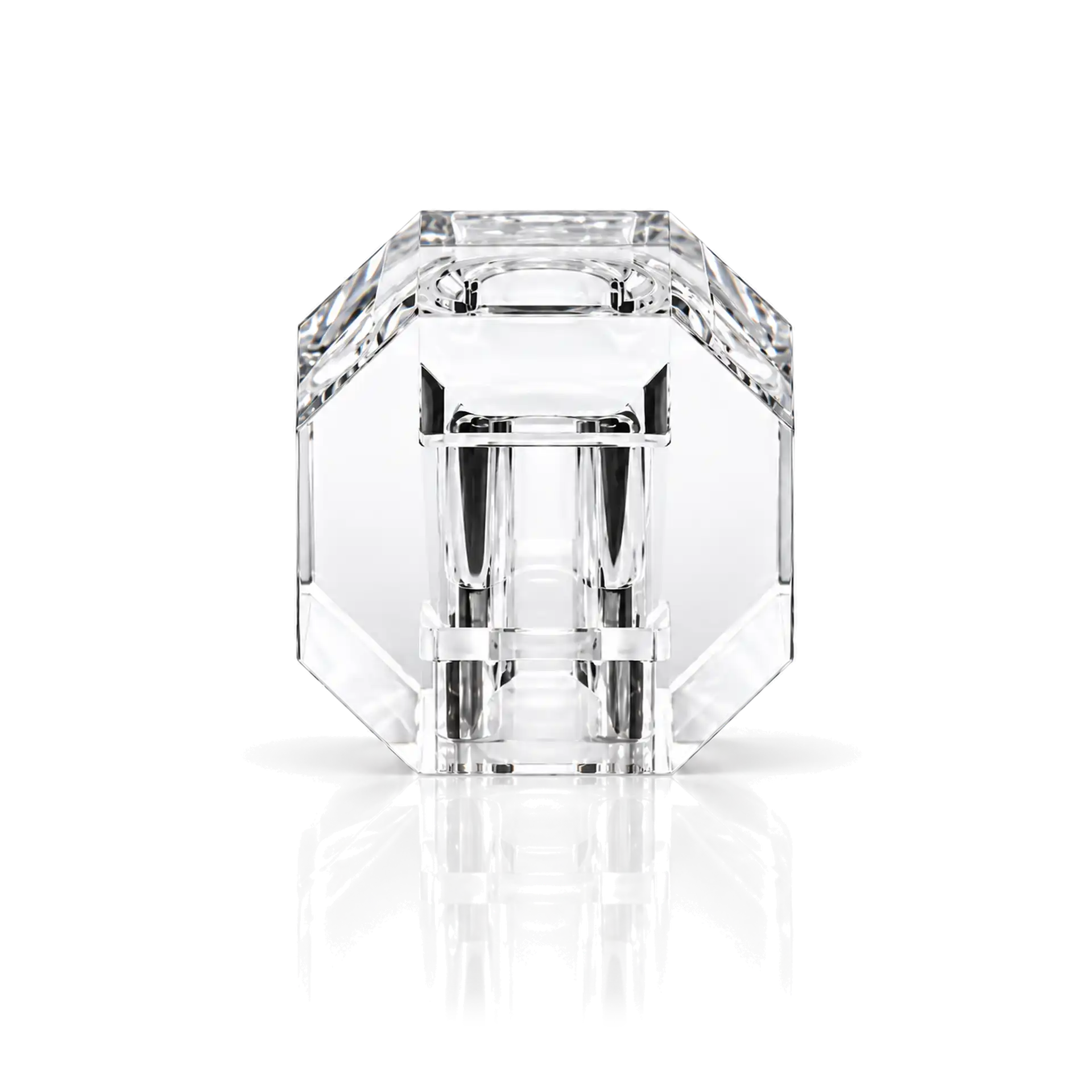 Kristallflakon, Parfümflasche, transparent, facettierter Verschluss, Glas
