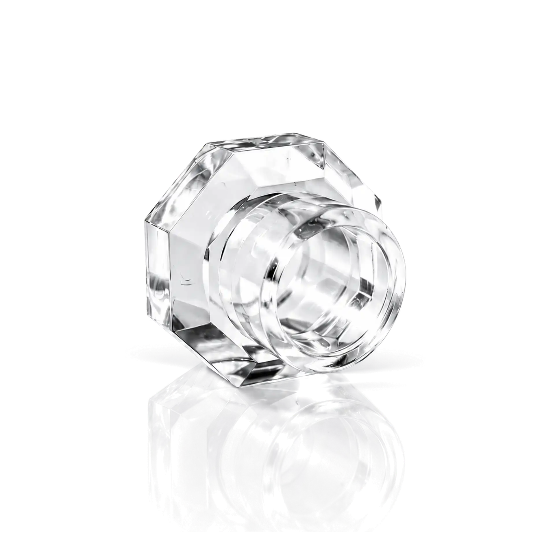 Möbelknopf, transparent, facettiert, Glas, rund