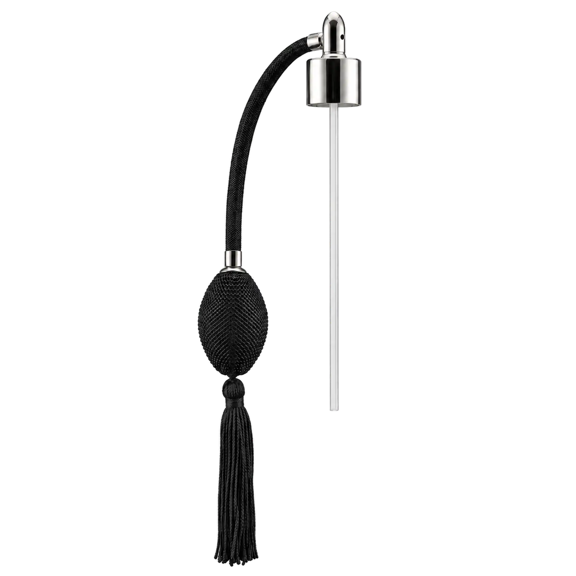 Zerstäubermontierung chrom/ schwarz EUR 5 Parfümzerstäuber, Handzerstäuber, schwarze Quaste, Metallverschluss, Glasröhrchen