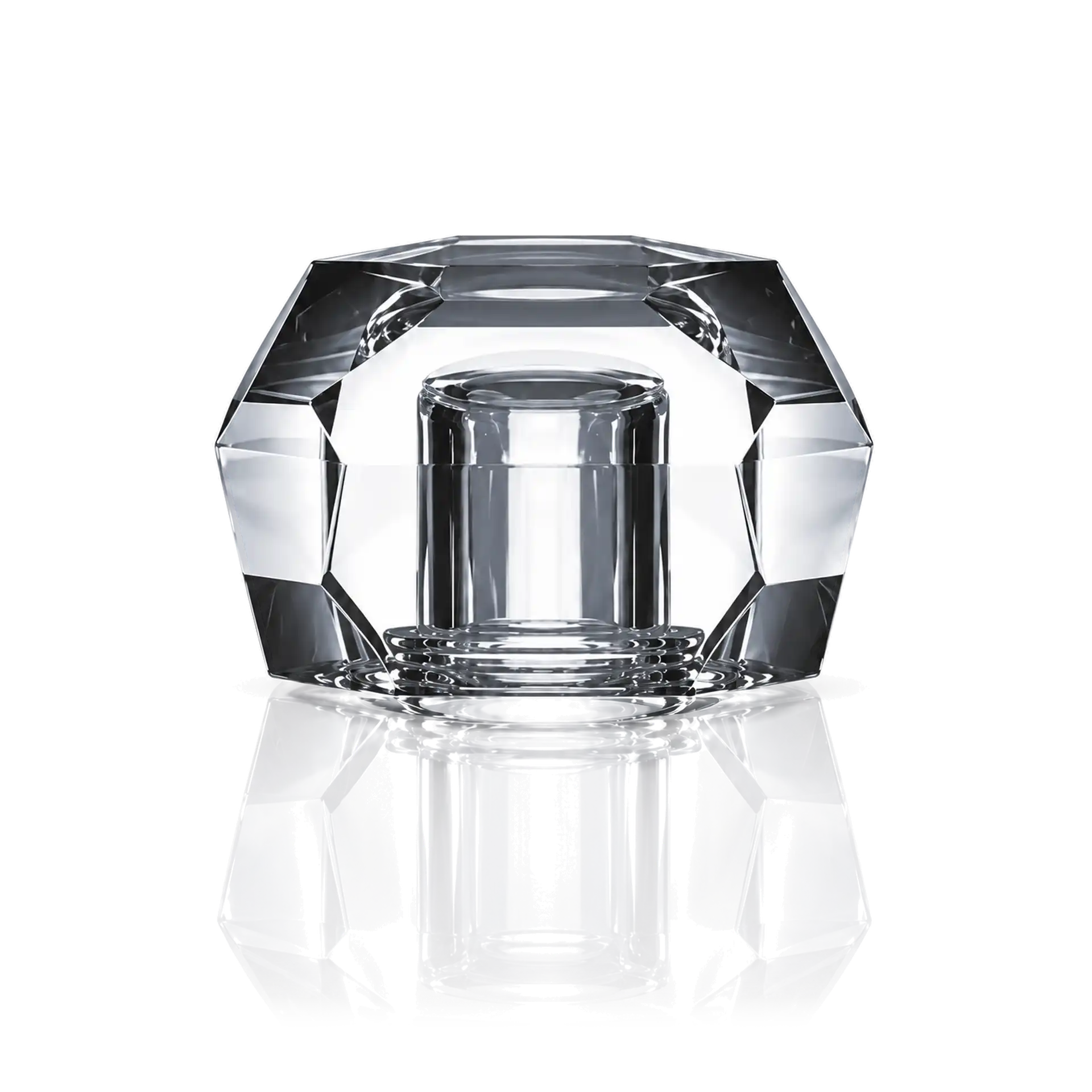 Kappe Würfel Surlyn transparent NEU Glasbehälter, Transparentes Glas, Facettierte Form, Geometrisches Design, Zylindereinsatz