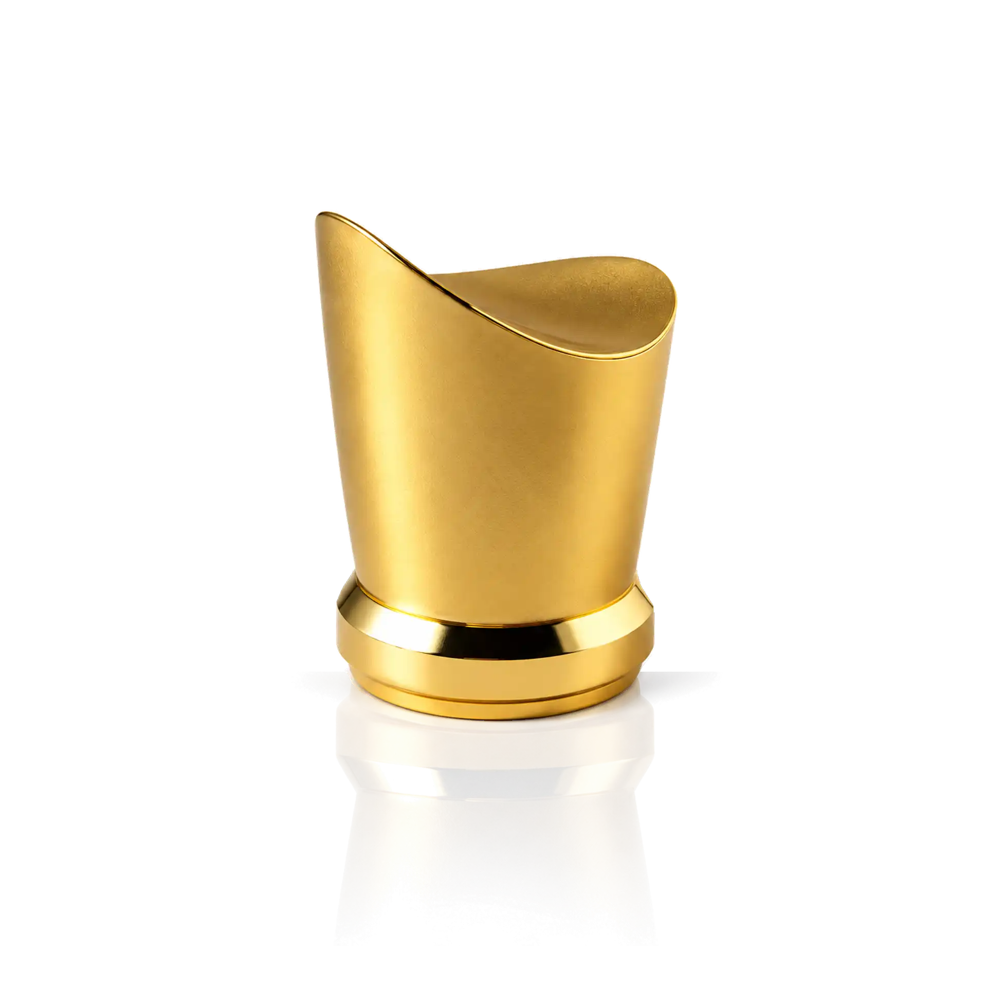 Dekorationsobjekt, goldfarben, Metalloptik, geschwungene Form, runder Sockel