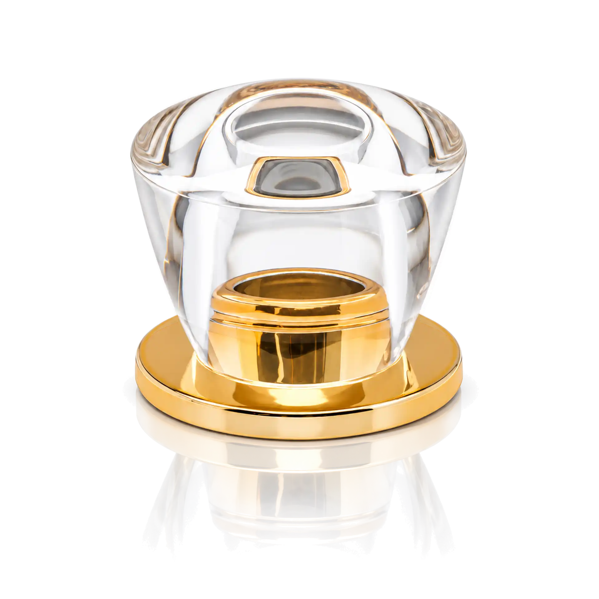 Aschenbecher, Glas, Goldfarben, mit Deckel