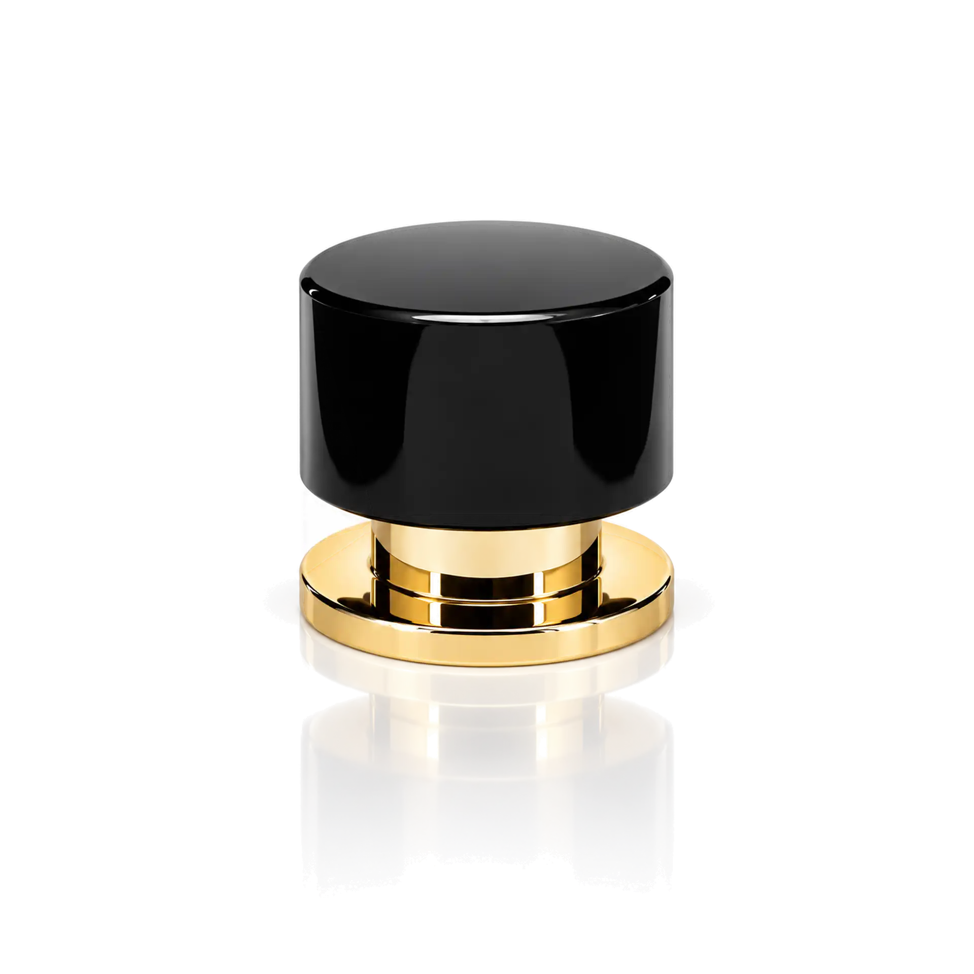 Kappe und Kragen schwarz/ gold Möbelknopf, Schrankknopf, schwarz-gold, Metall, glänzend