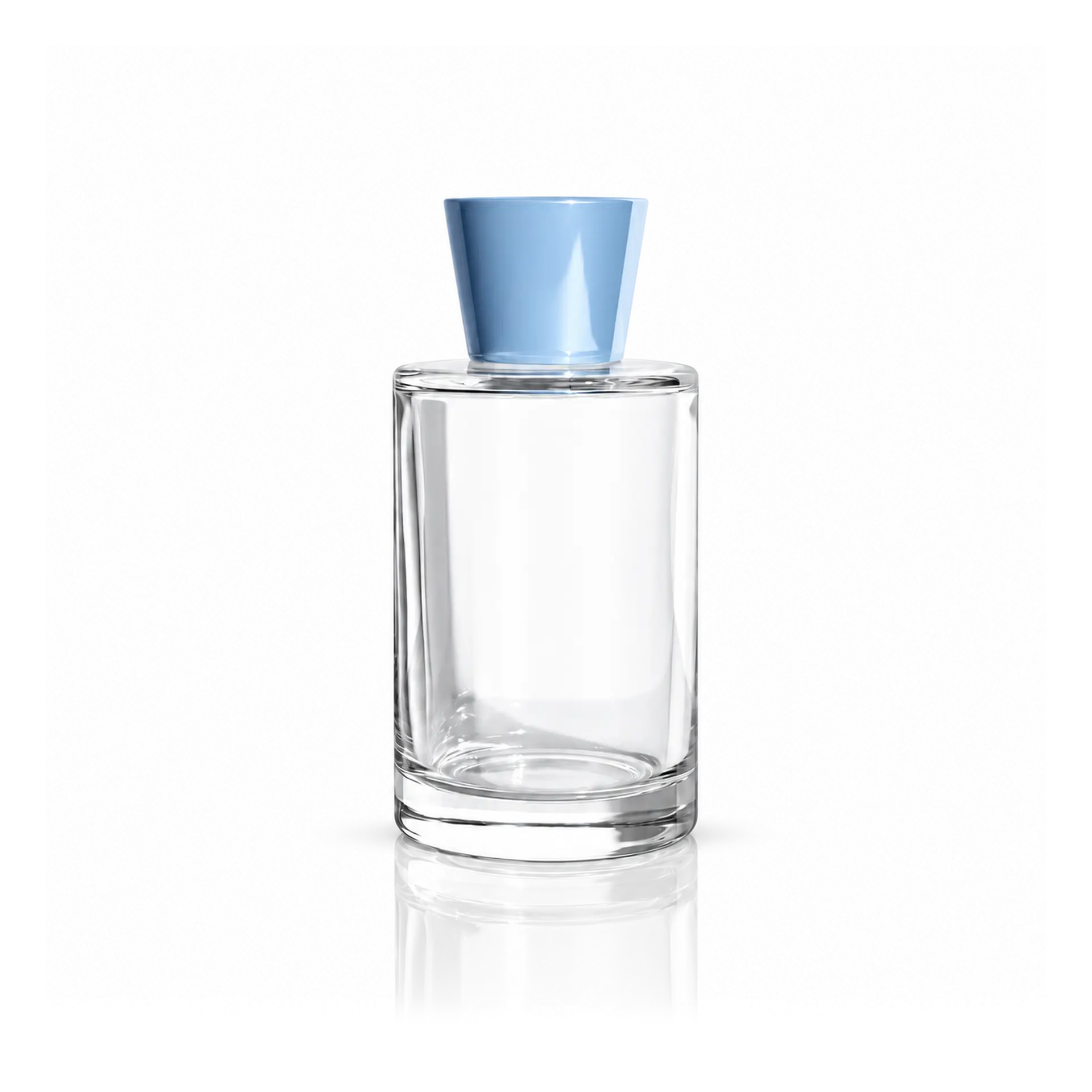 Parfümflakon, Glasflasche, transparenter Flakon, blauer Verschluss