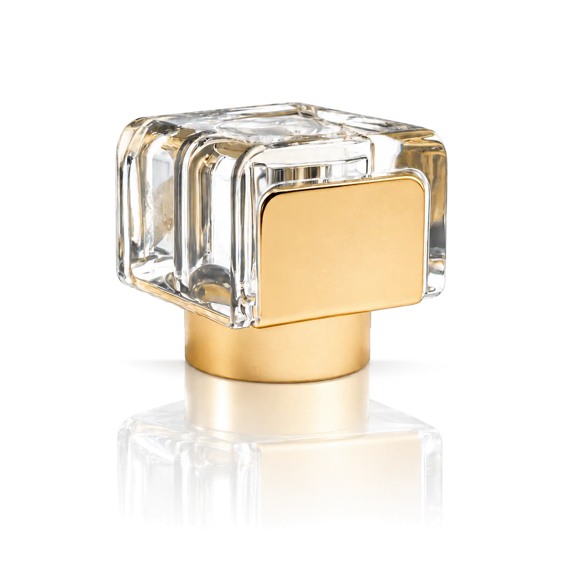 Parfumflakon, Klarglas, Goldfarbener Verschluss, Rechteckig, Transparente Flasche