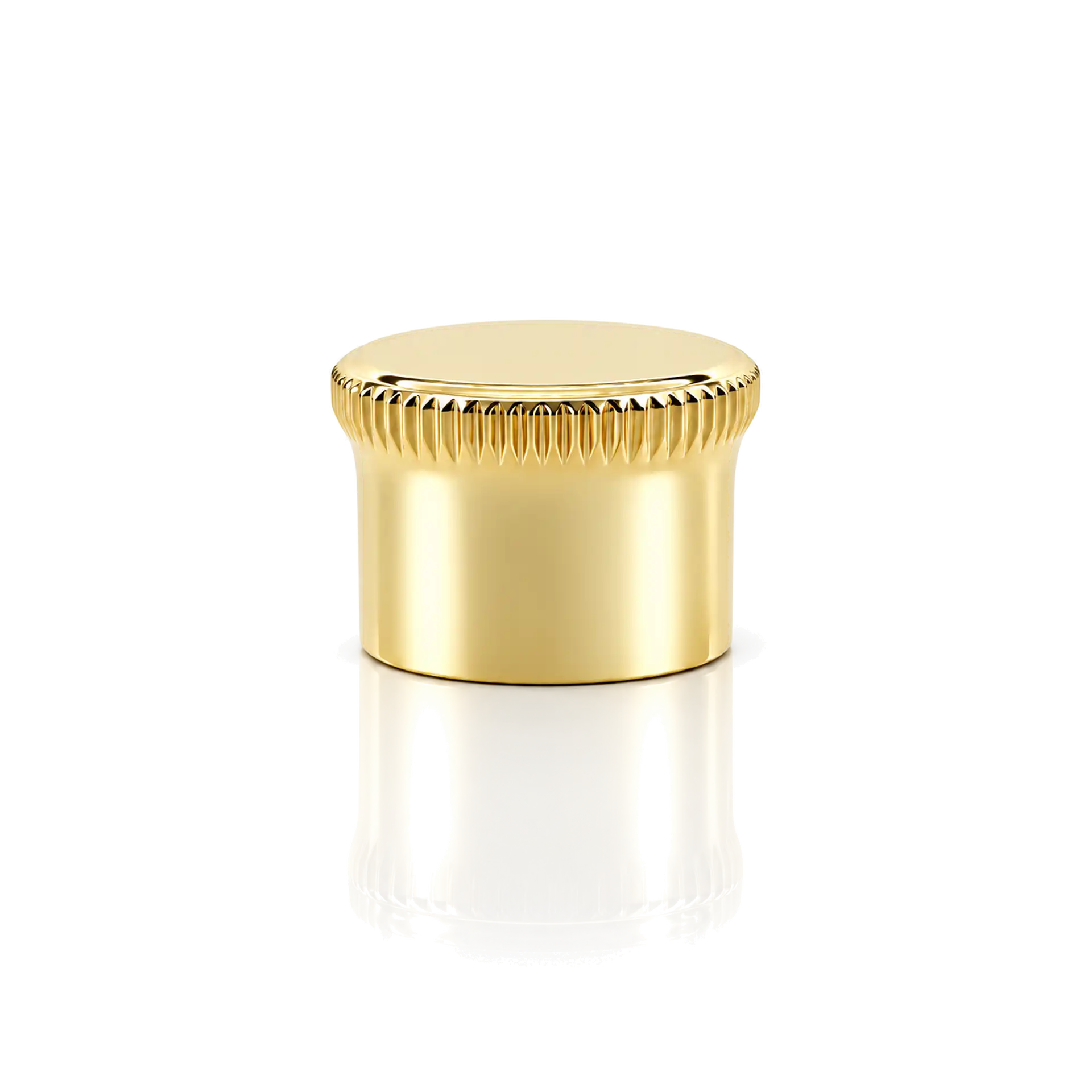 Kappe gold Kosmetiktiegel, goldener Deckel, transparenter Behälter, geriffelter Rand