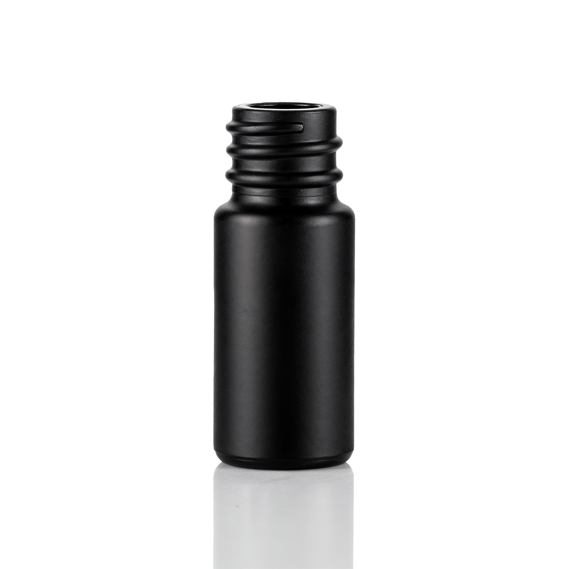 Glasflasche zylindrisch 10 ml schwarz matt DIN 168/GL 18