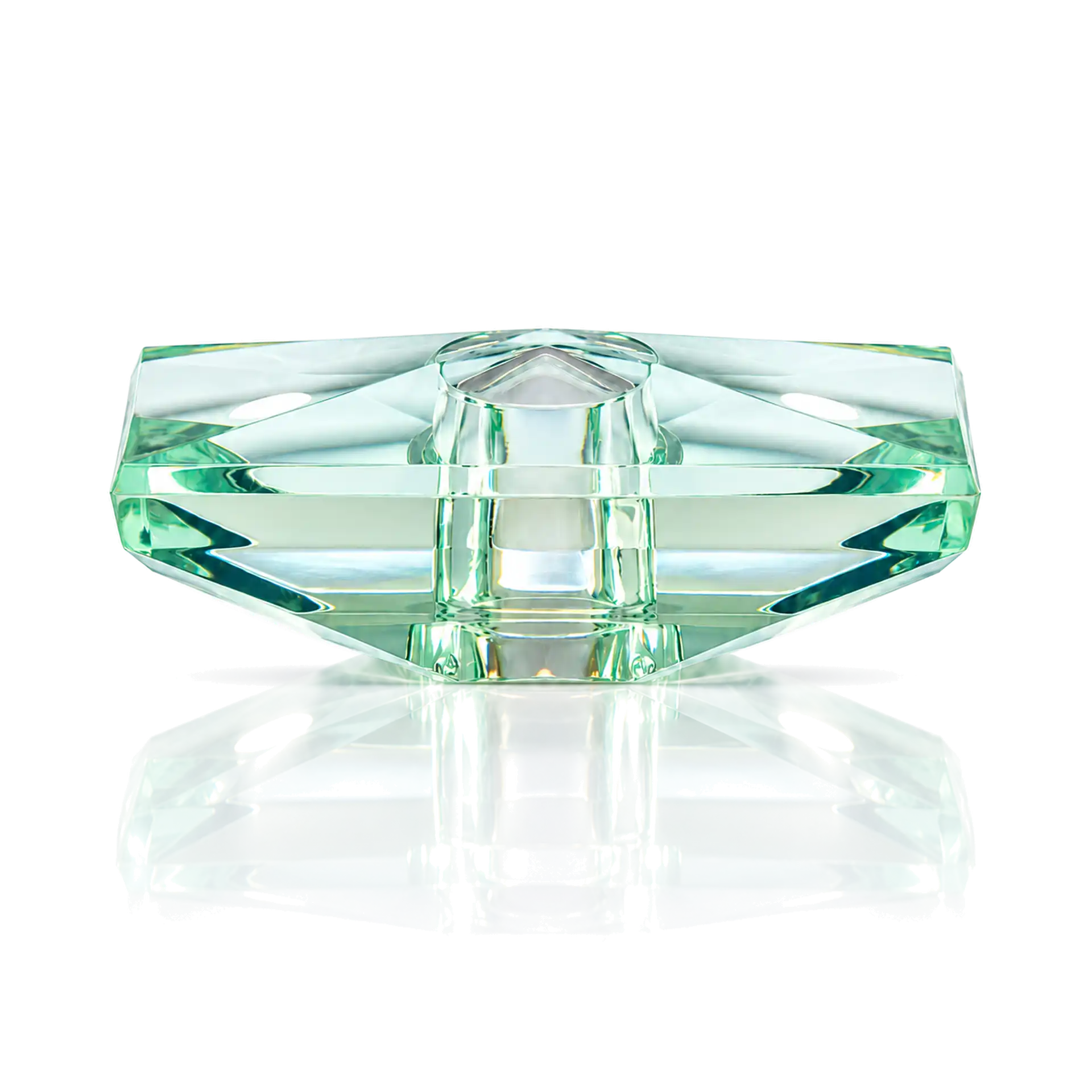 Kappe trapezförmig Surlyn färbig Glasaschenbecher, facettiertes Glas, transparent, grünlich, Zigarettenablagen
