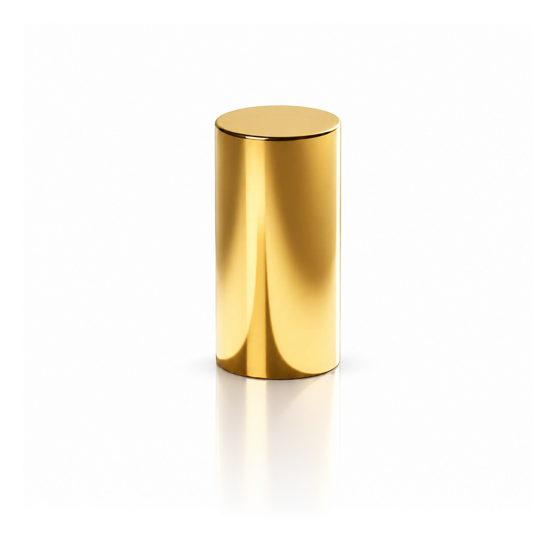 goldener Zylinder, Lippenstiftbehälter, metallisch gold, stehende Röhre, minimalistisches Design