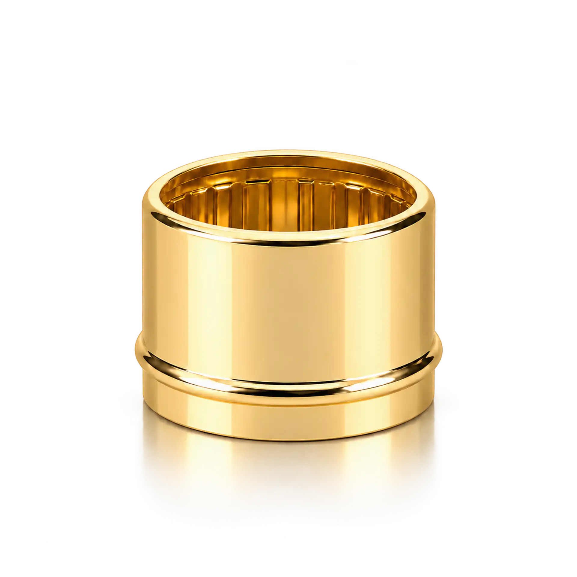 Ring, Goldfarben, Breites Band, Glänzend, Glatt