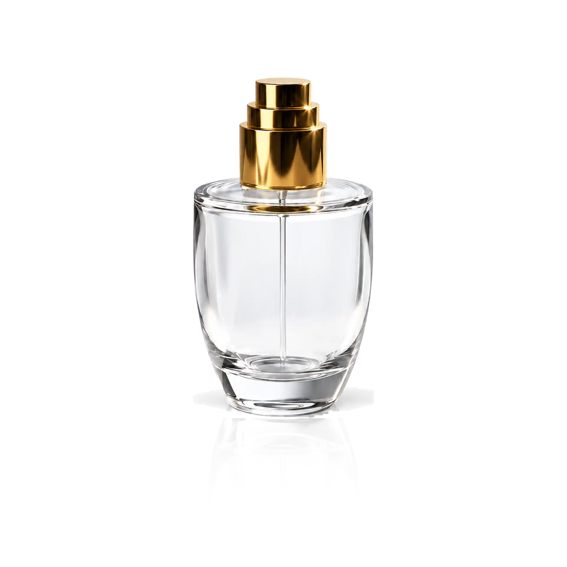 Parfümflakon, Glasflasche, goldener Sprühkopf, transparent