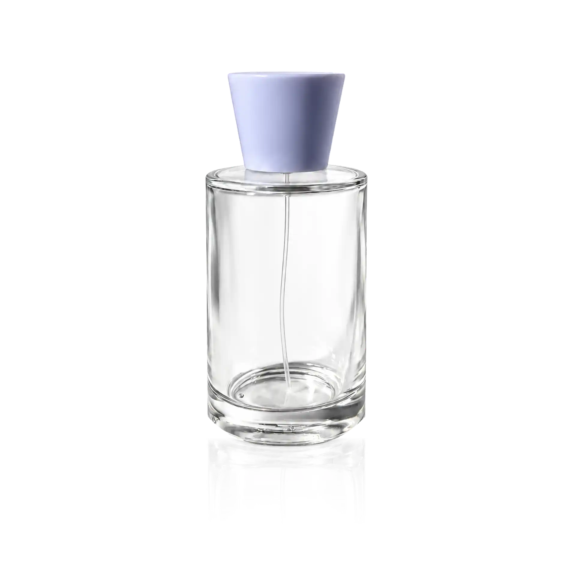 Parfümflakon, Glasflasche, transparenter Flakon, lila Verschluss