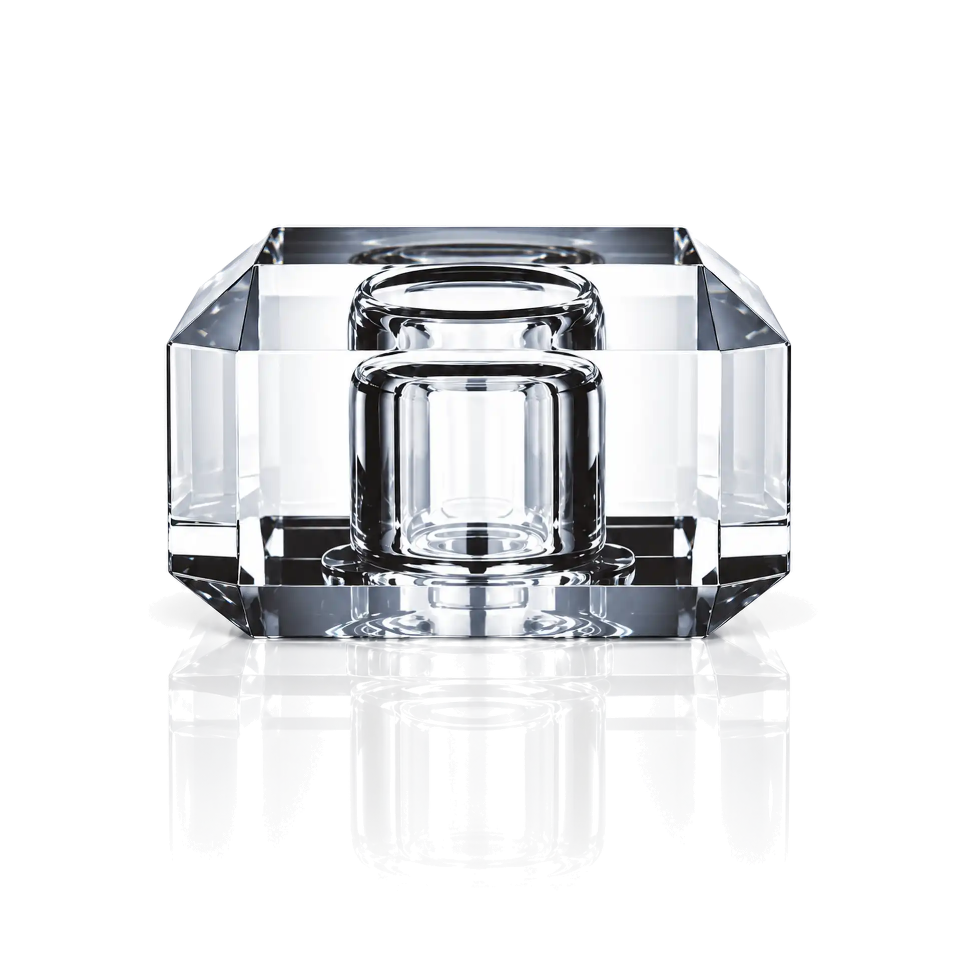 Kerzenhalter, Kristallglas, transparent, facettiert, Teelichthalter