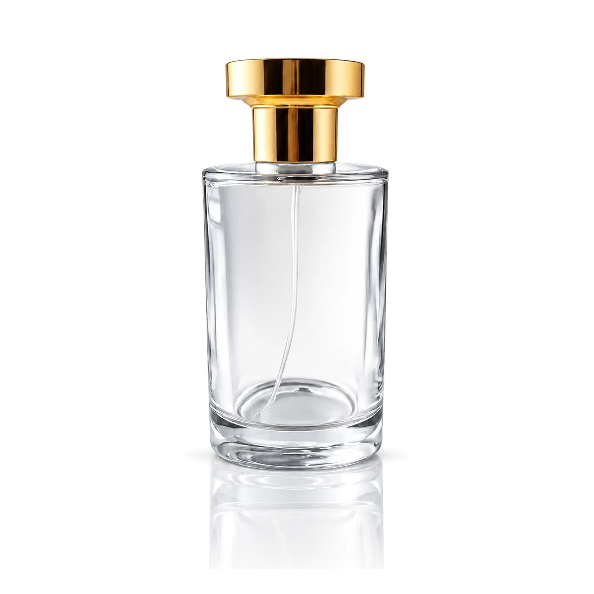 Parfümflasche, Klarglas, goldener Verschluss, Sprühflakon