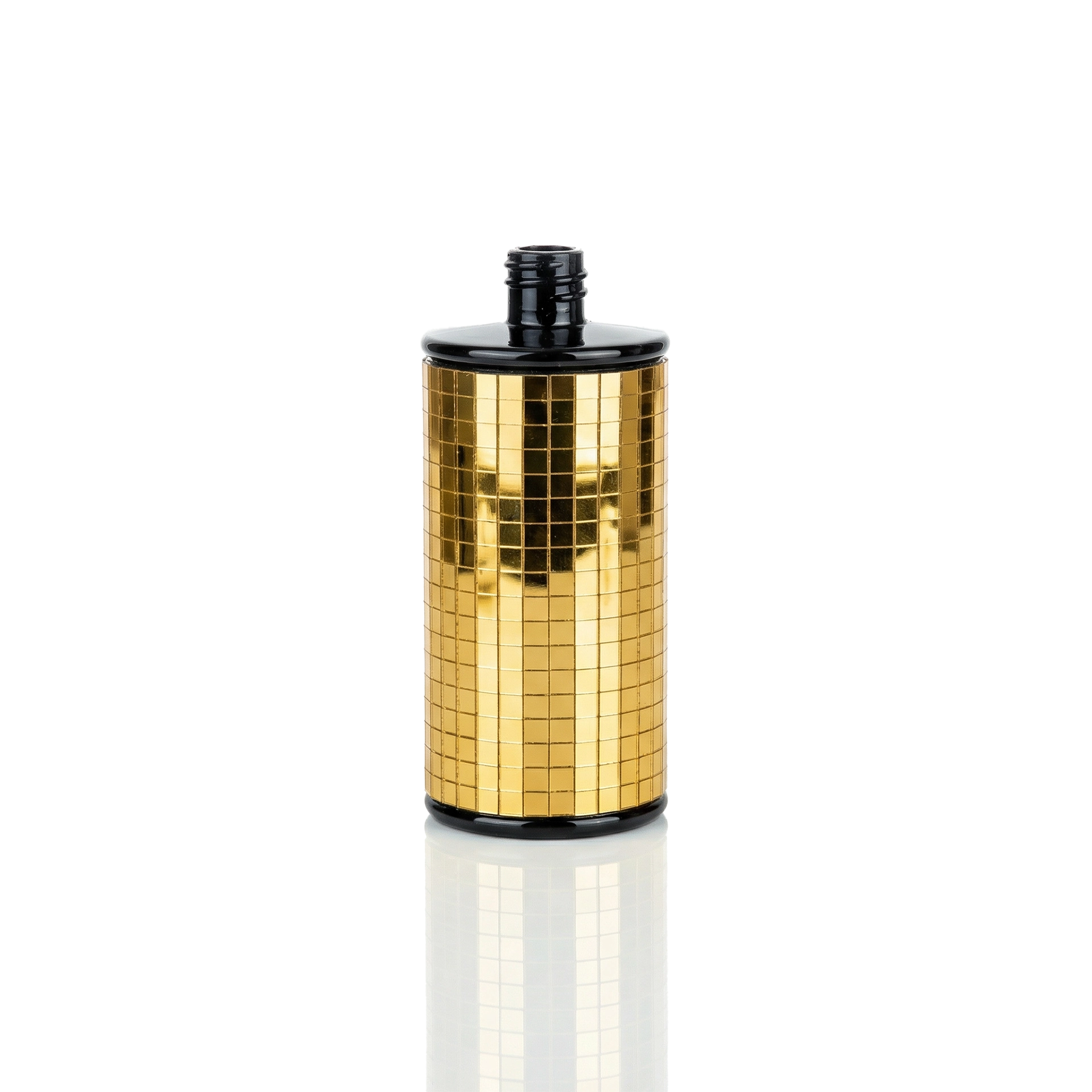 Glasflasche goldene Quadrate 100 ml schwarz DIN 168/GL18