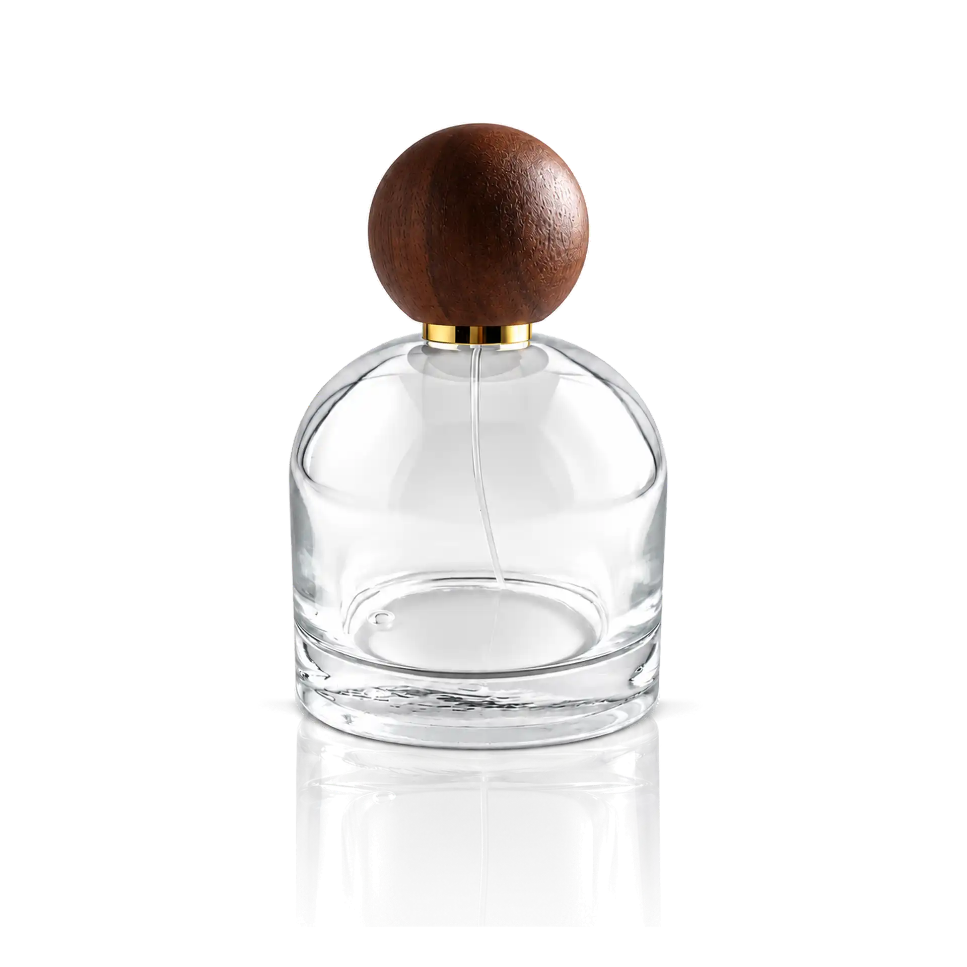 Parfümflakon, Glasflasche, Holzverschluss, Kugelverschluss, Transparente Flasche