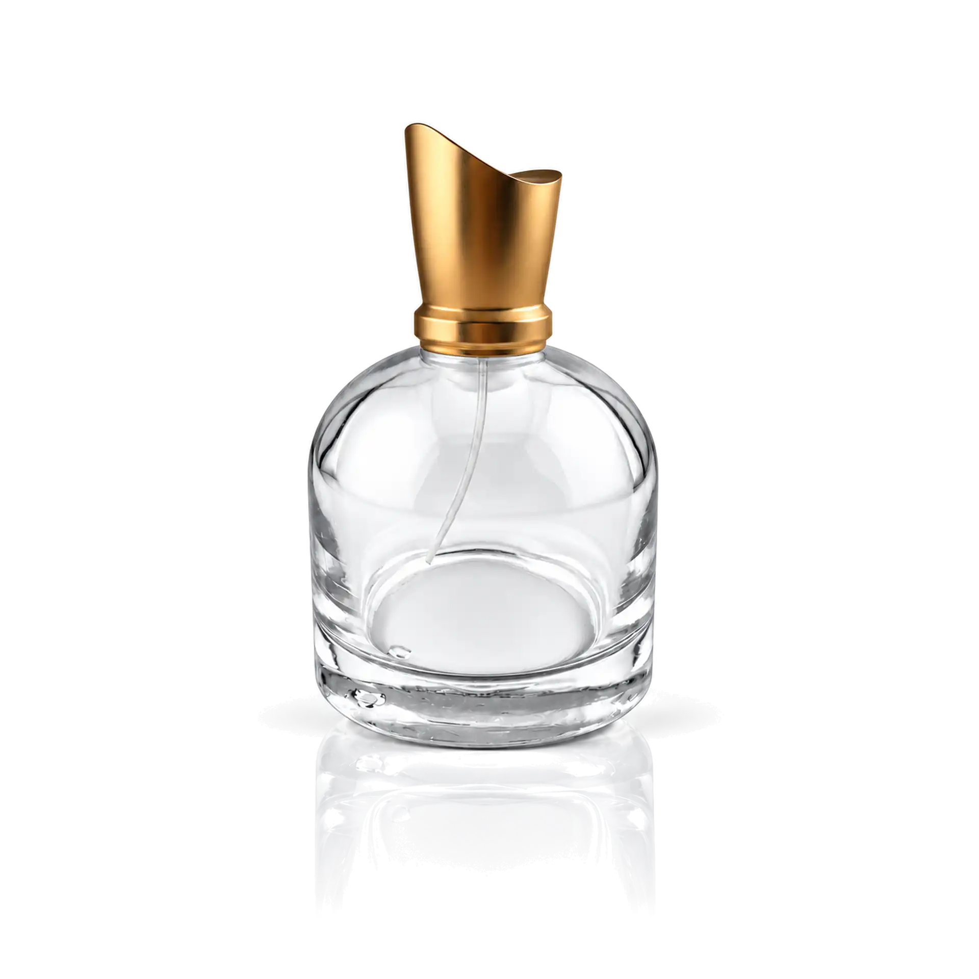 Parfümflakon, Glasflasche, transparente Flasche, goldener Verschluss, Sprühkopf