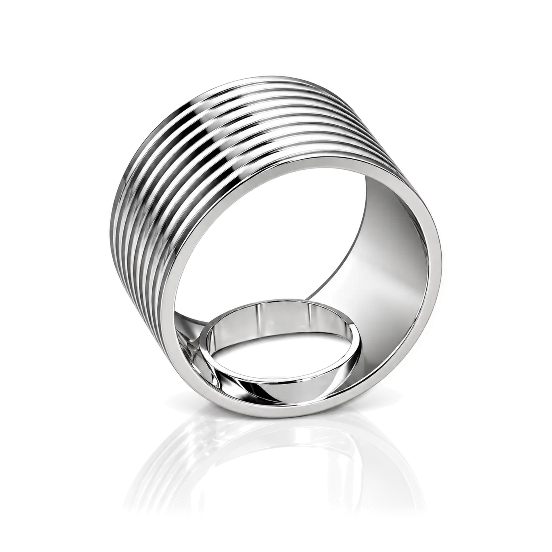 Kappe Ring gerillt silber NEU Ring, Silberfarben, Metall, Geriffelte Oberfläche, Breites Design