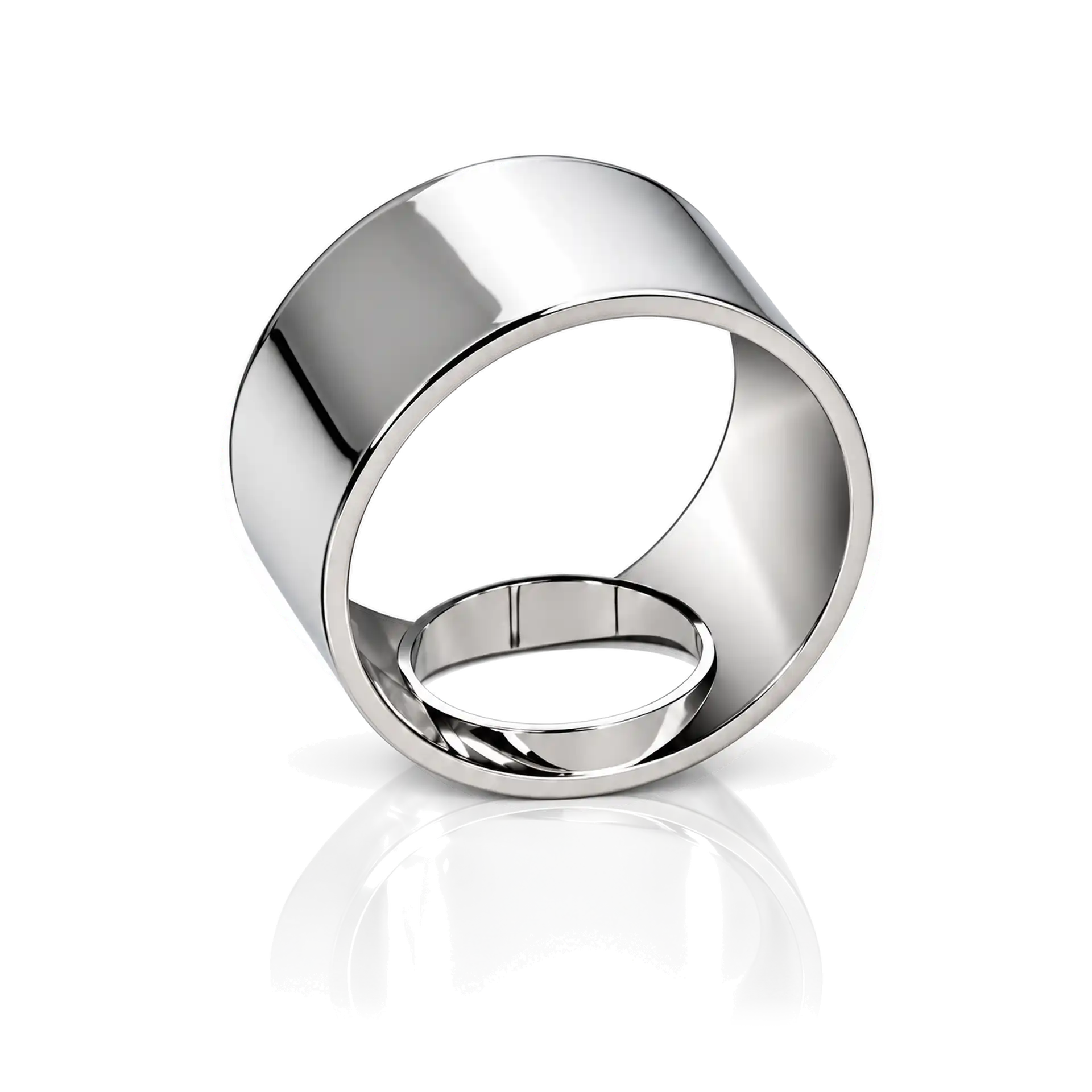 Kappe Ring glatt silber NEU Ring, Silberfarben, Breite Ringschiene, Glänzendes Metall