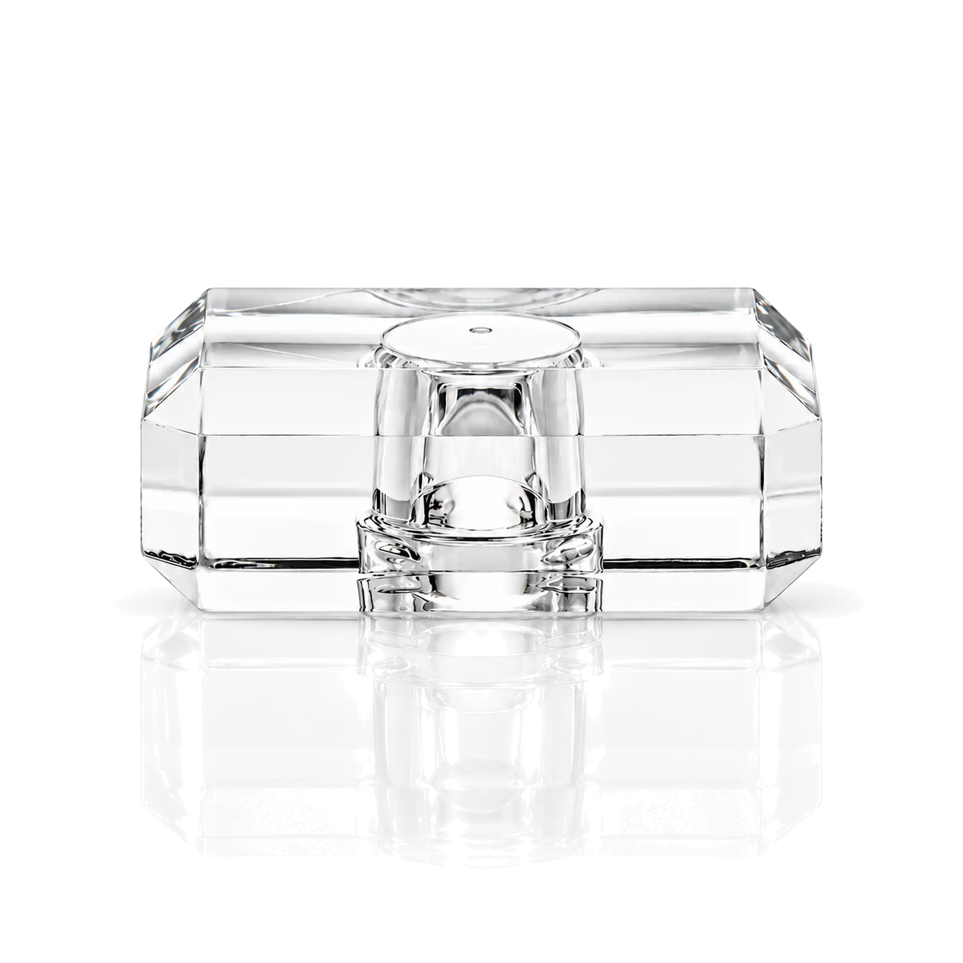 Kerzenhalter, Kristallglas, transparent, facettierte Form