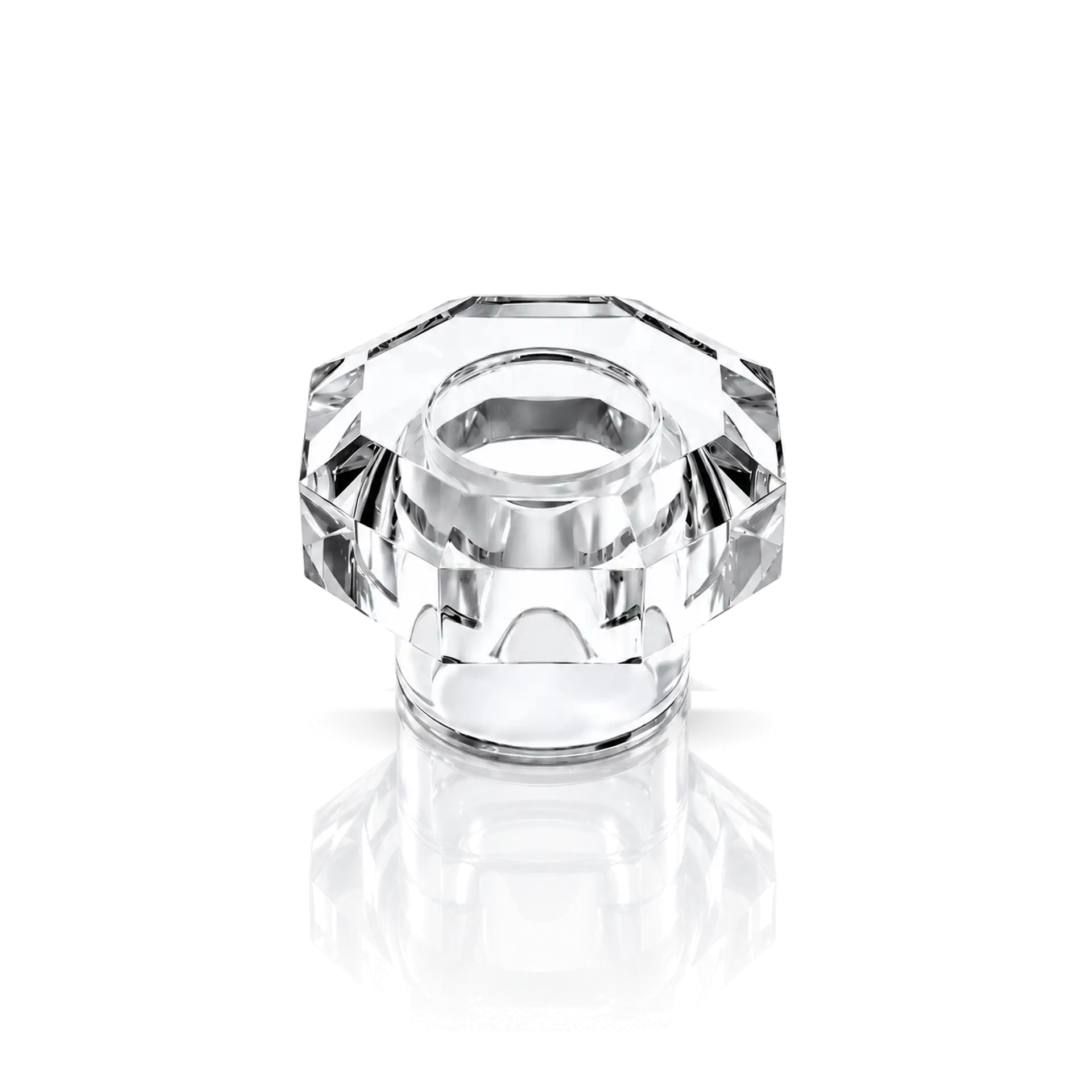 Glaskerzenhalter, facettiertes Glas, transparent, achteckige Form