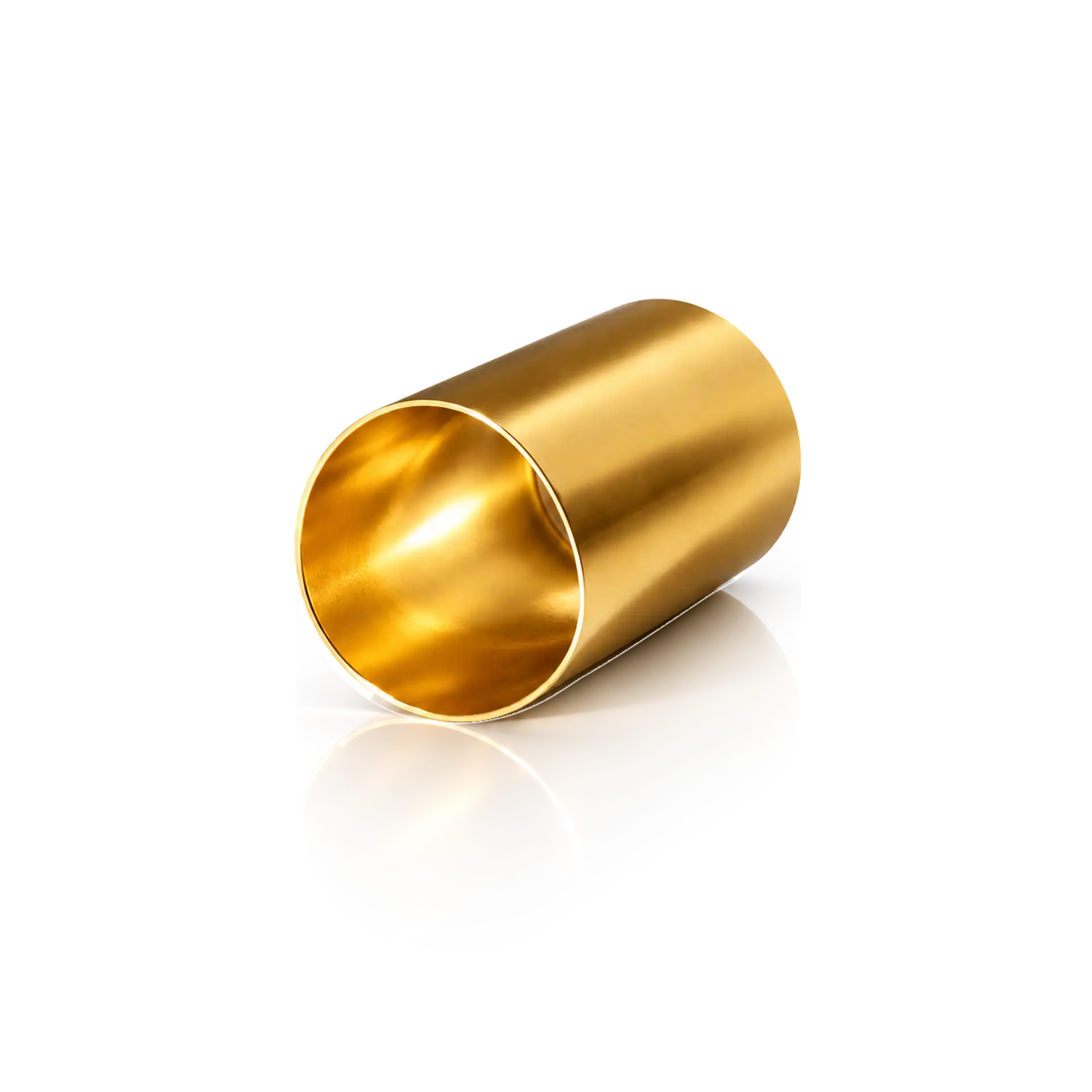 Metallbecher, goldfarben, zylindrisch, glänzende Oberfläche
