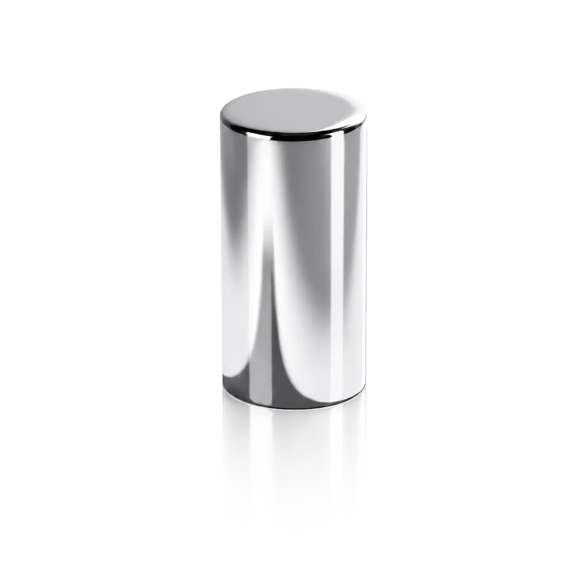 Kappe zylindrisch silber glänzend Metallzylinder, Chromfarben, Glänzende Oberfläche, Zylindrische Form