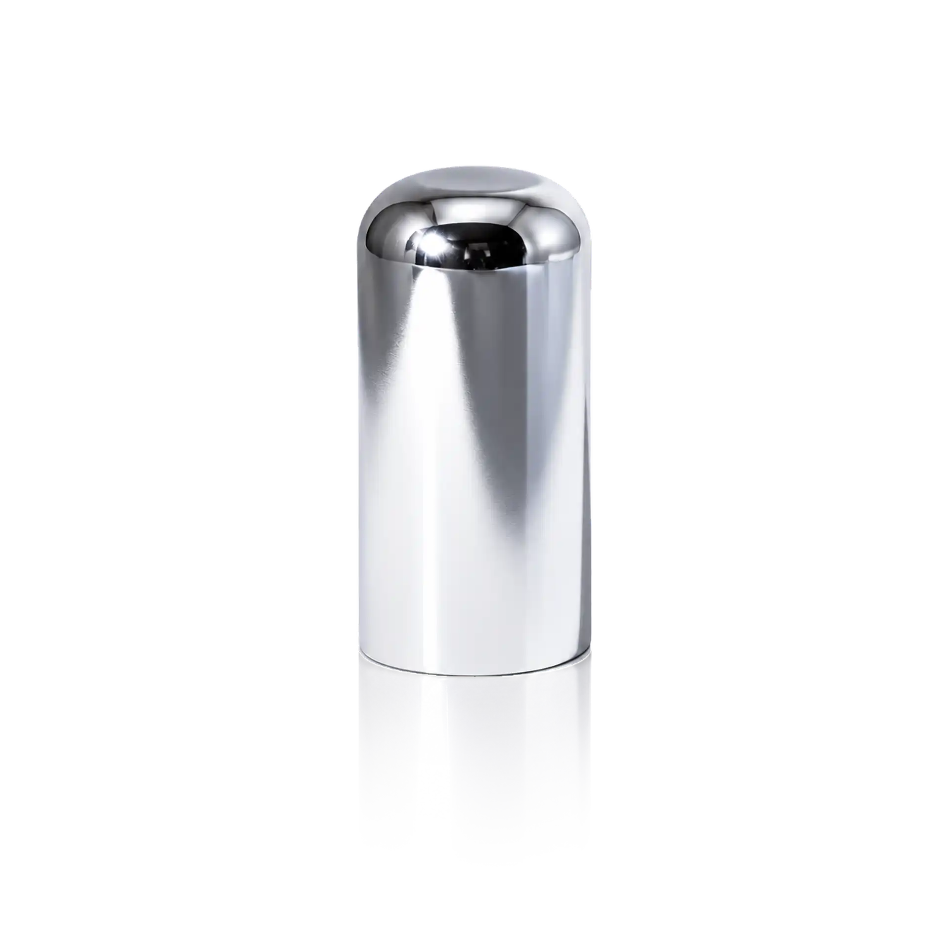 Kappe Softline silber glänzend Metallzylinder, silberfarben, glänzende Oberfläche, abgerundeter Deckel