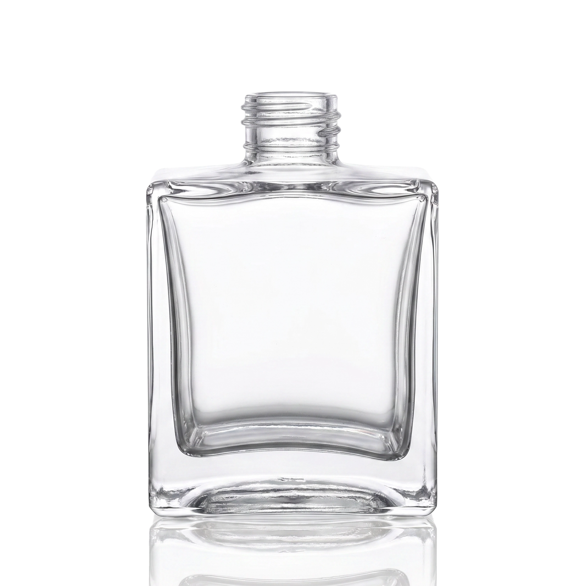 Glasflasche Würfel 250 ml klar GPI 28/410 Glasflasche Würfel 250 ml klar GPI 28/410