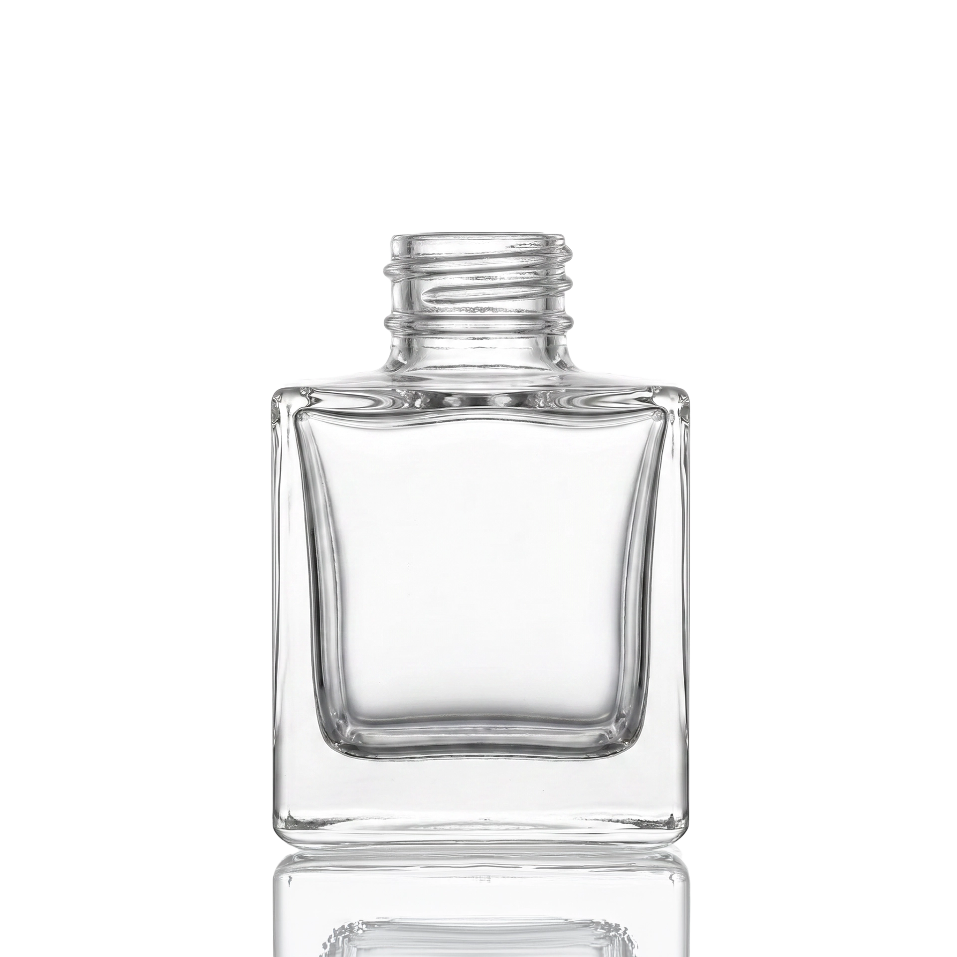 Glasflasche Würfel 100 ml klar GPI 28/410 Glasflasche Würfel 100 ml klar GPI 28/410