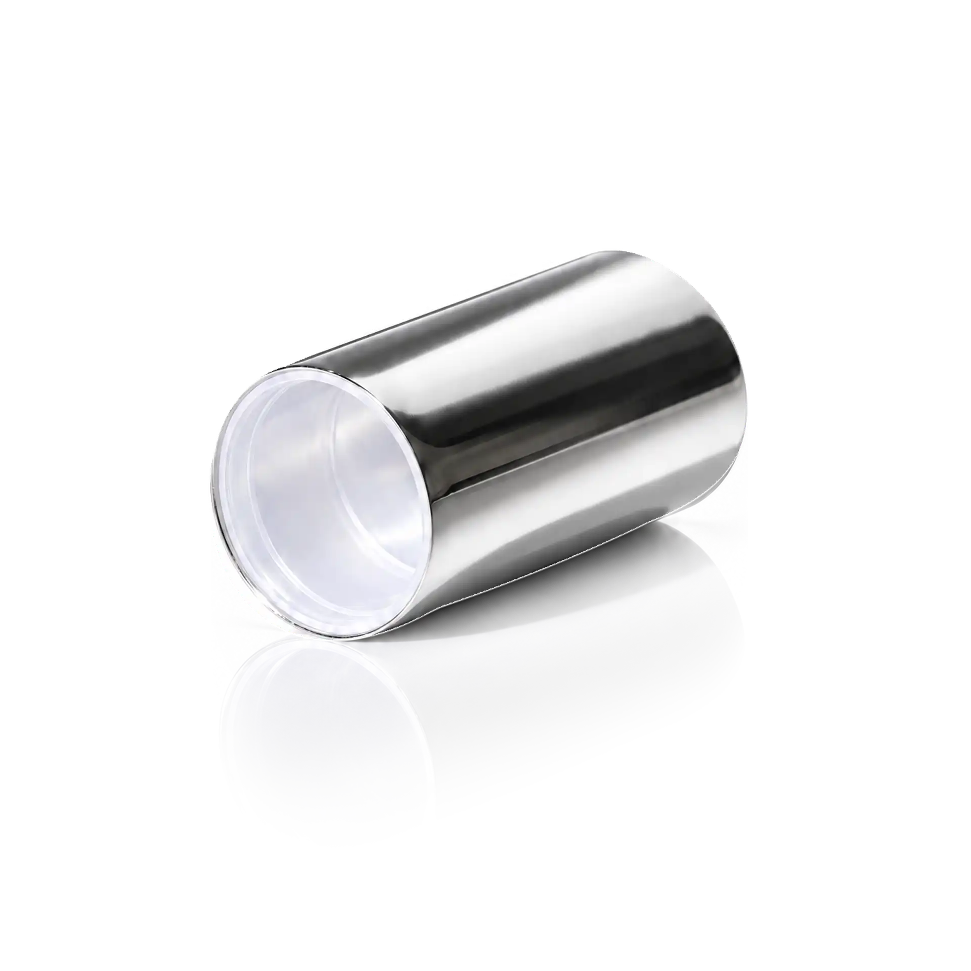 Trinkbecher, Edelstahl, Silberfarben, Zylindrisch, Transparenter Innenbecher