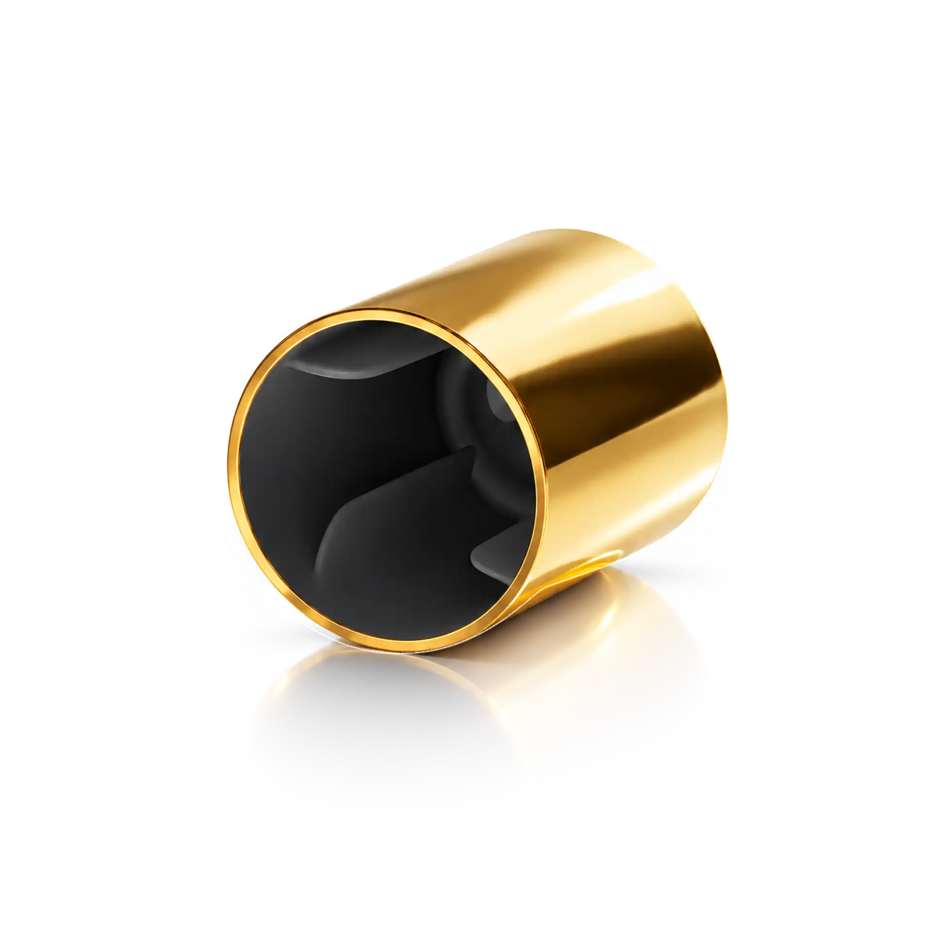 Goldfarbener Zylinder, Metall, Hohlform, Schwarze Innenseite