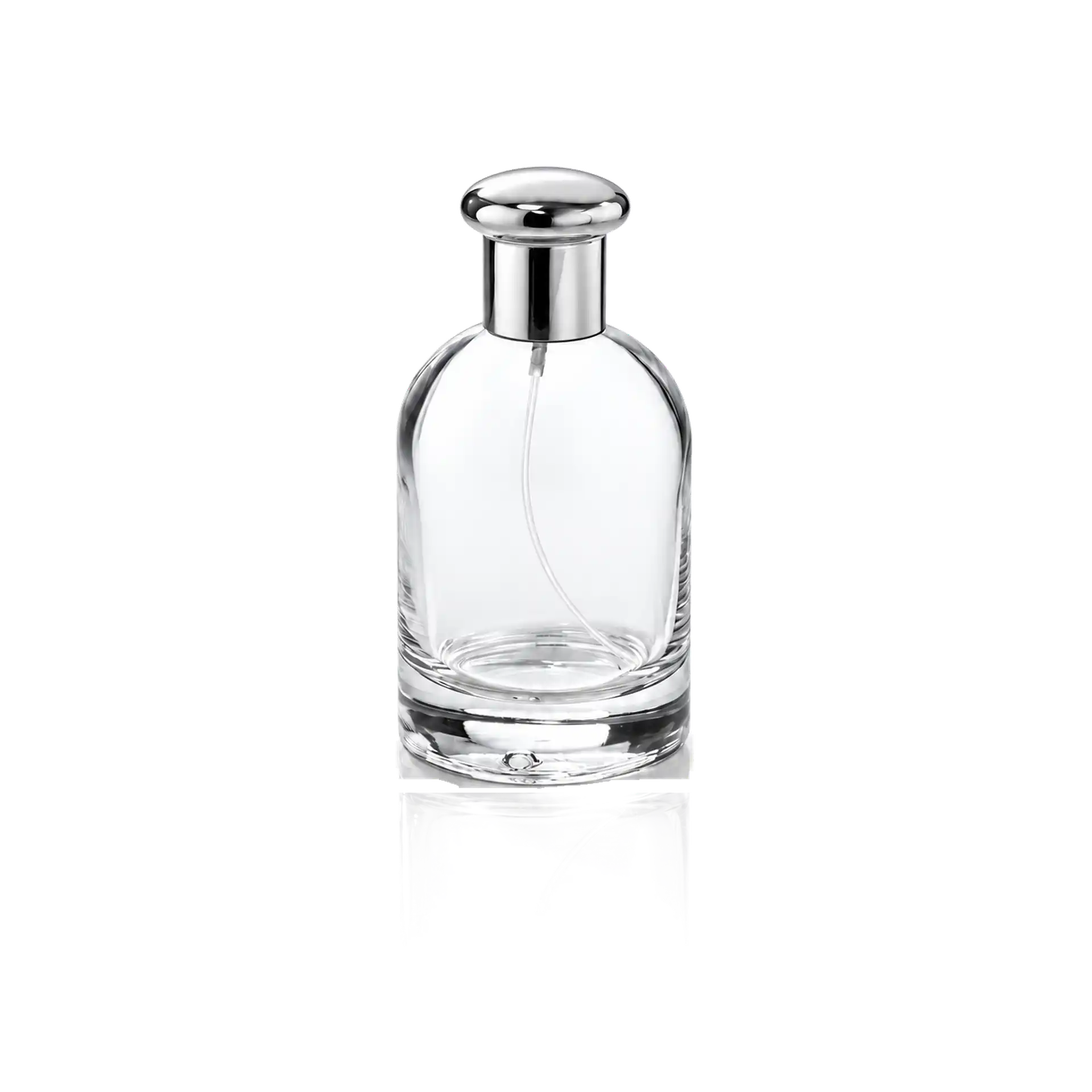Parfümflakon, klares Glas, Silberfarbener Sprühkopf, Runde Flasche