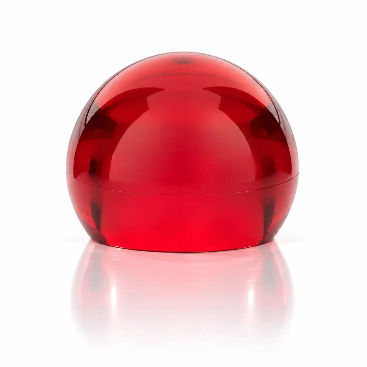 Kappe Kugel rot Kosmetikdose, Kugelförmig, Rot, Glänzender Kunststoff, Deckel