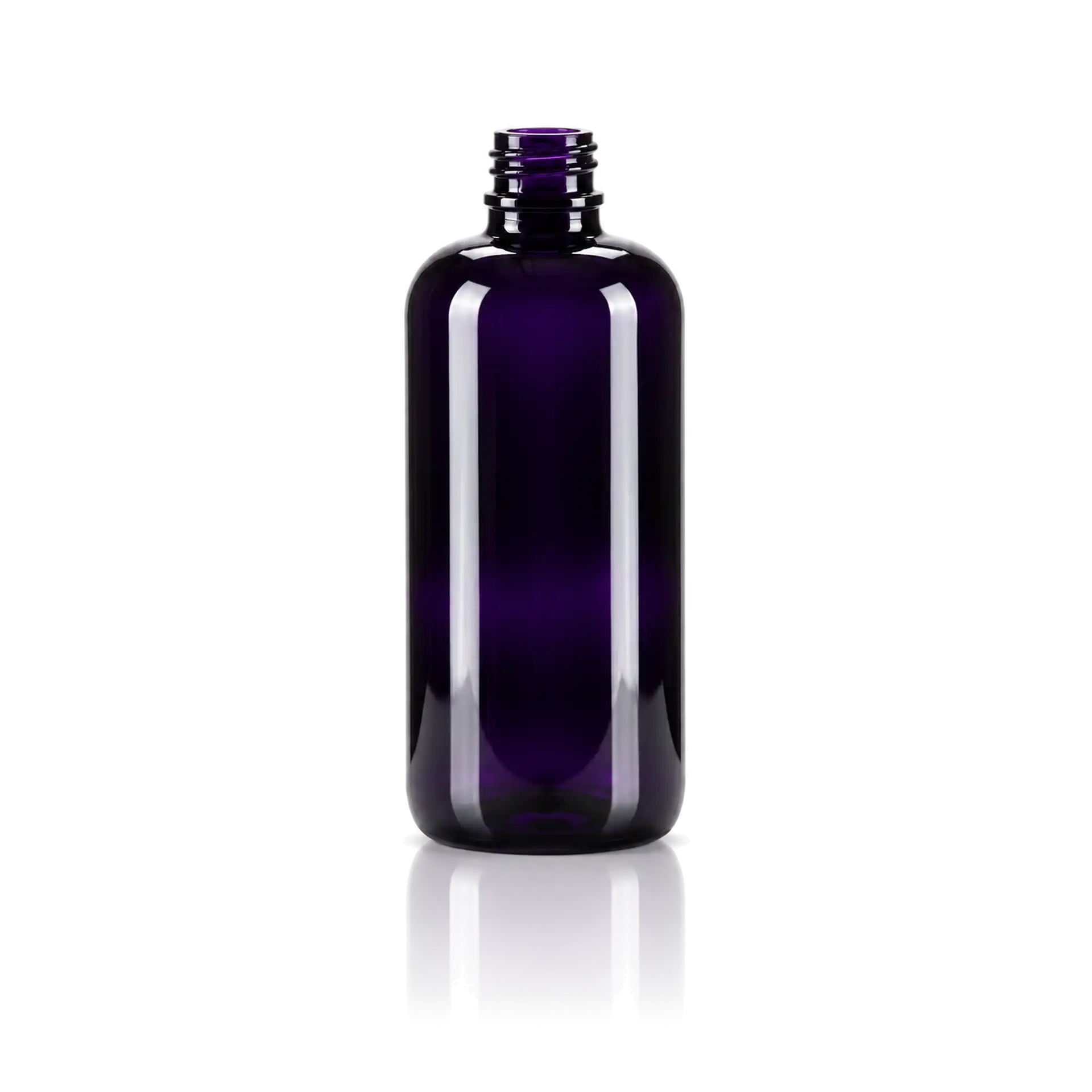 Glasflasche 100 ml violett DIN 168/GL 18 Pharm. Glasflasche, Violett, Zylindrisch, Schraubverschluss