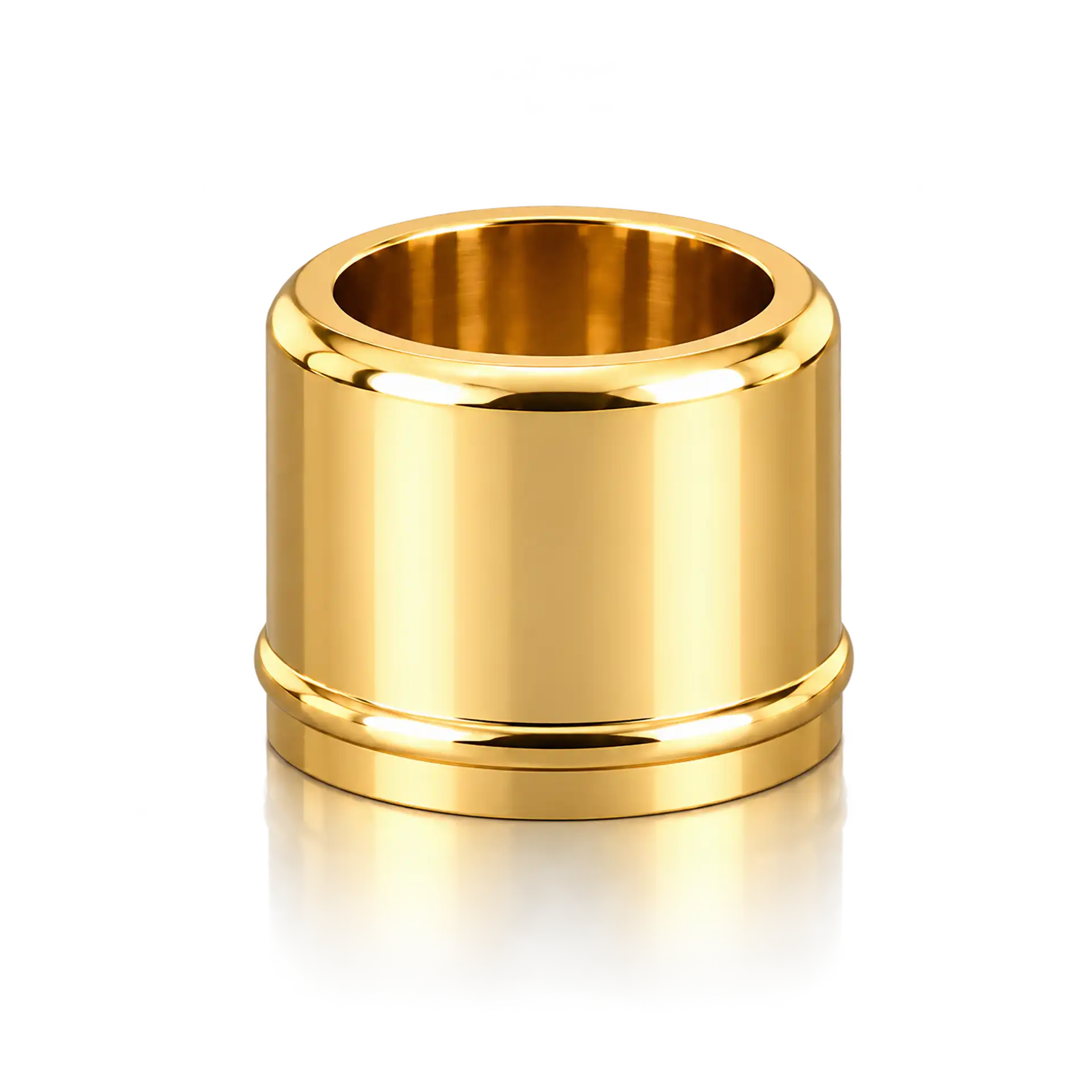 Goldfarbener Behälter, Metall, Zylindrisch, Offene Oberseite, Glänzende Oberfläche