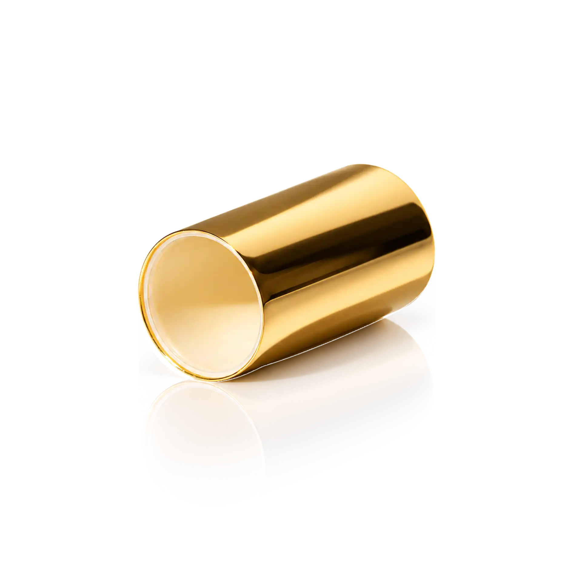 Trinkbecher, Metall, goldfarben, zylindrisch, glänzend
