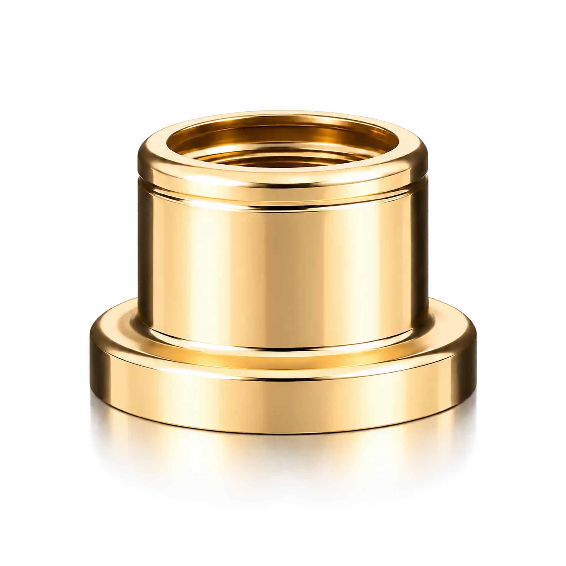 Kragen 15 mm mit Stufe gold Gewindemuffe, Innengewinde, Messing, Goldfarben, Bundflansch