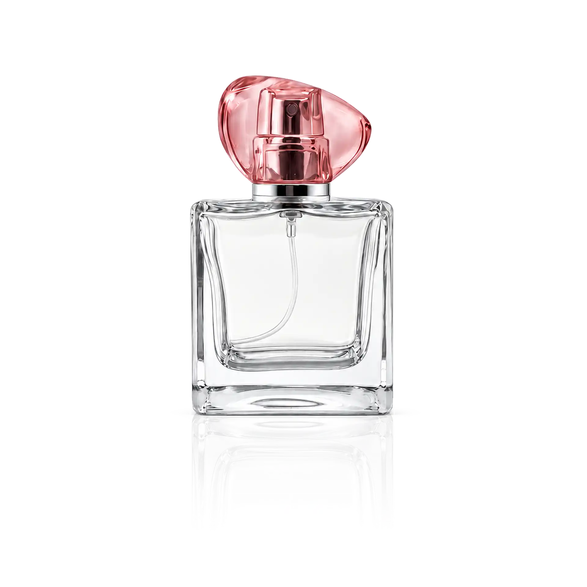 Parfümflakon, Glasflasche, transparenter Flakon, rosa Verschluss, Sprühflasche