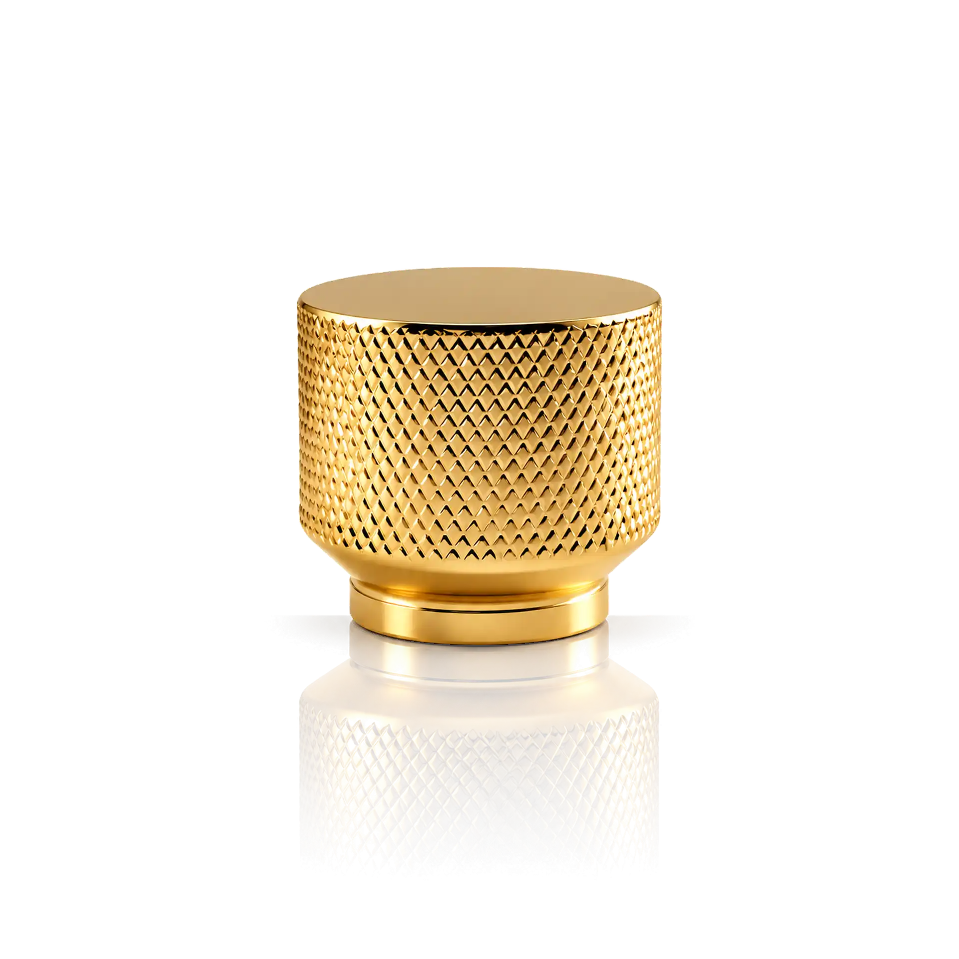 Kappe Zamak gold Parfümflakon, goldfarben, Glasflasche, strukturierter Deckel, Rautenmuster