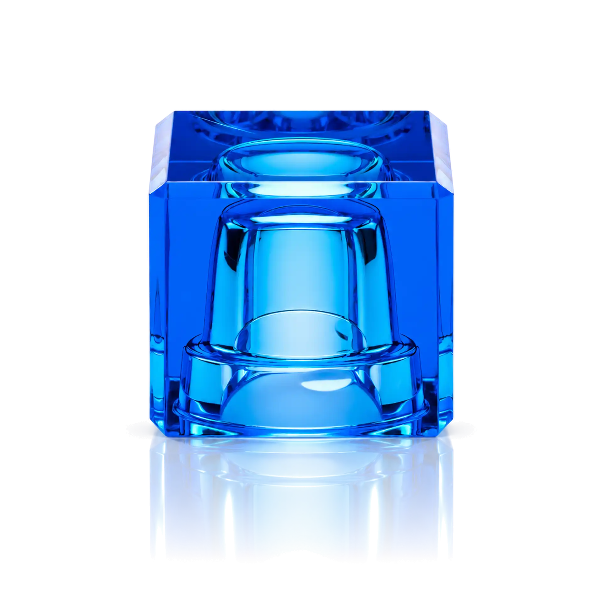 Glasflakon, Blau, Quadratisch, Transparent, Facettiert