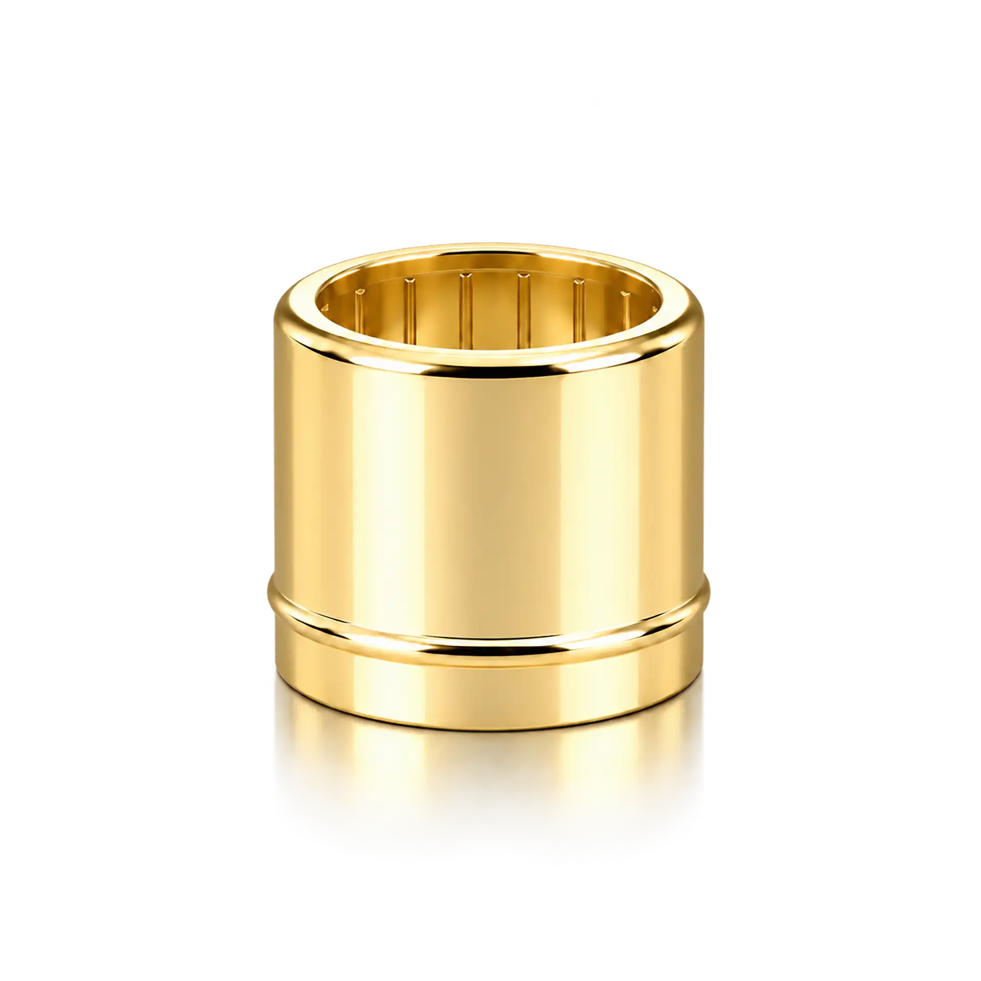 Kragen 15 mm Ring unten gold Metallhülse, Goldfarben, Zylindrisch, Innenrillen, Glänzende Oberfläche