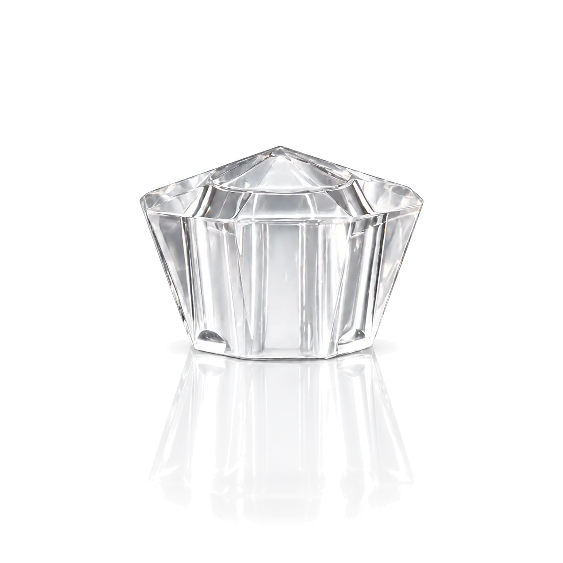 Kristallschale, Klarglas, geschliffenes Design, facettierte Form