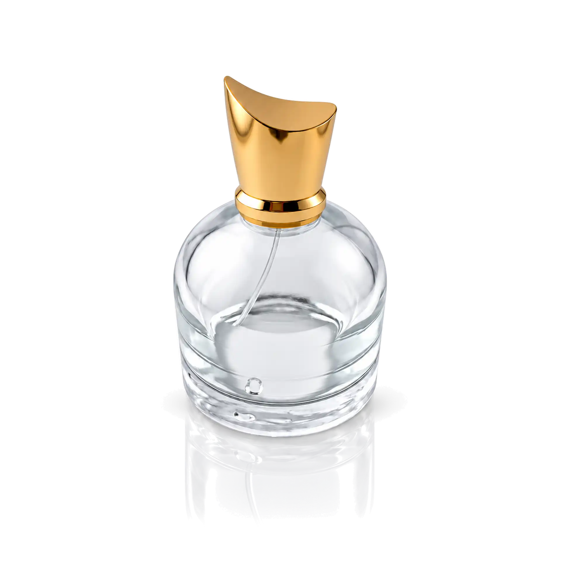 Parfümflakon, Glasflasche, goldener Verschluss, transparenter Flakon, Sprühzerstäuber